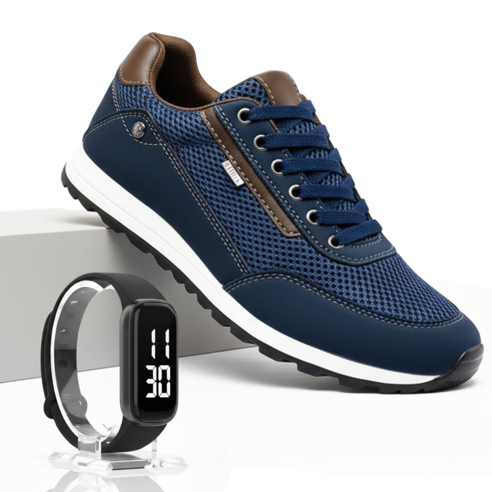 Tênis Masculino Casual Jogger Sapatênis Conforto Dia a Dia + Relógio