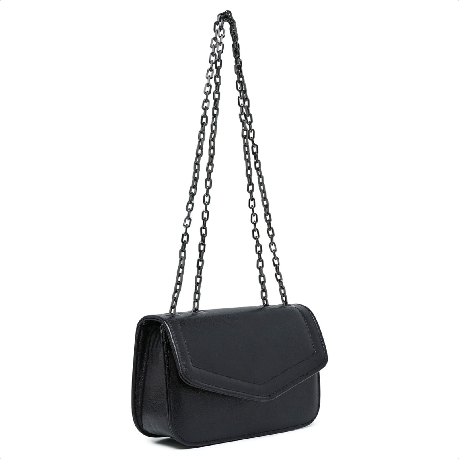 Vista 2 Bolsa Preta Feminina Pequena Casual Clutch Carteira De Mão Festa Alça Corrente De Ombro Elegante CARMELO SHOES preto