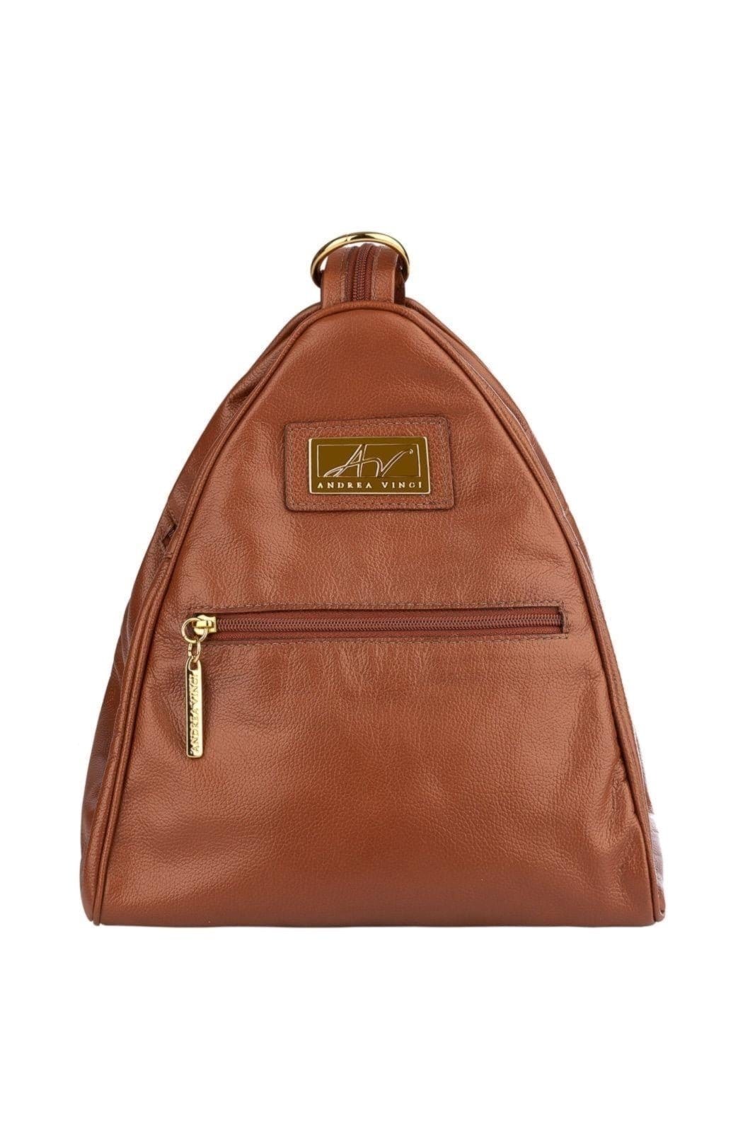 Mochila de couro liso 2 em 1 Malu - Whisky