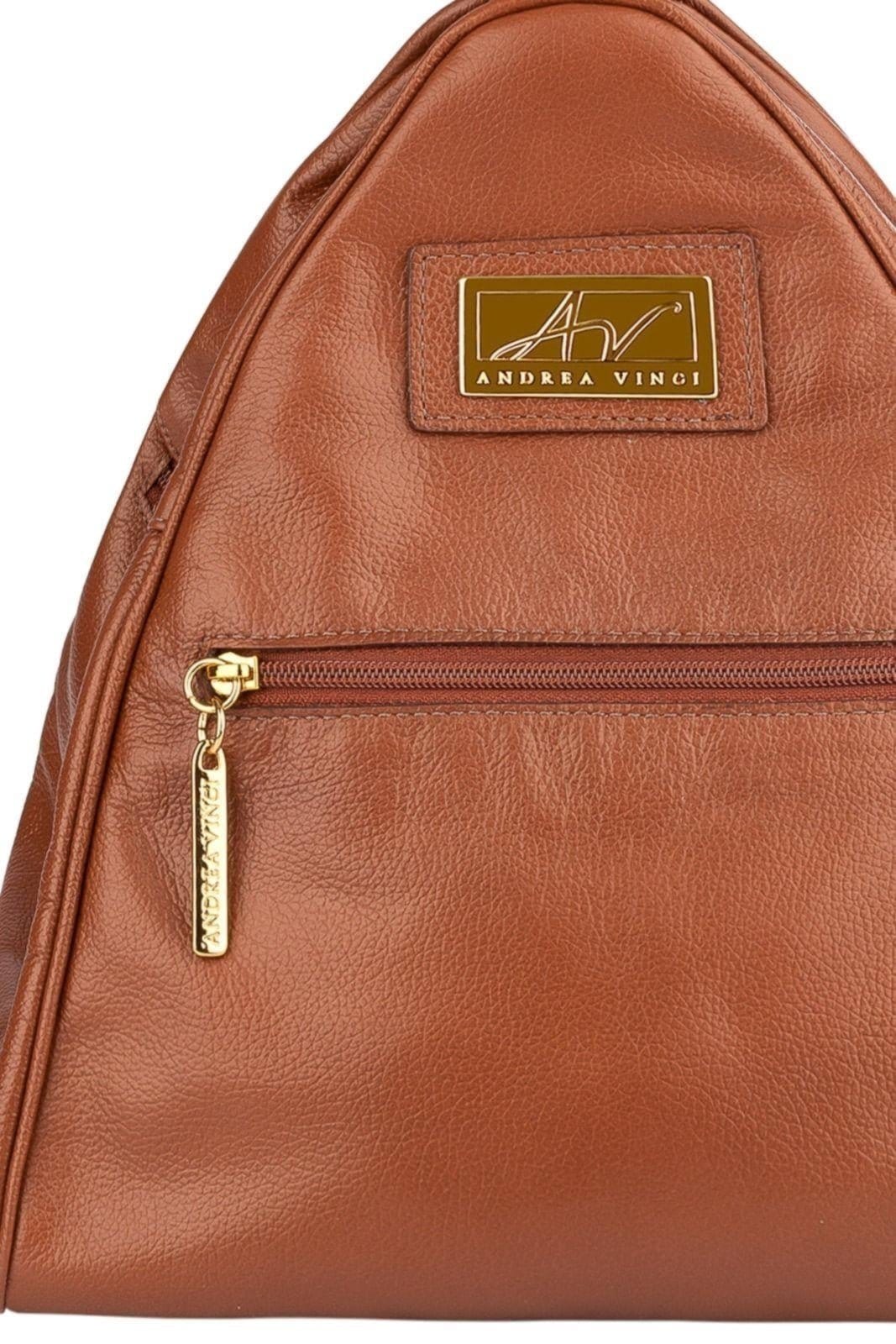 Vista 2 Mochila de couro liso 2 em 1 Malu - Whisky Andrea Vinci vermelho