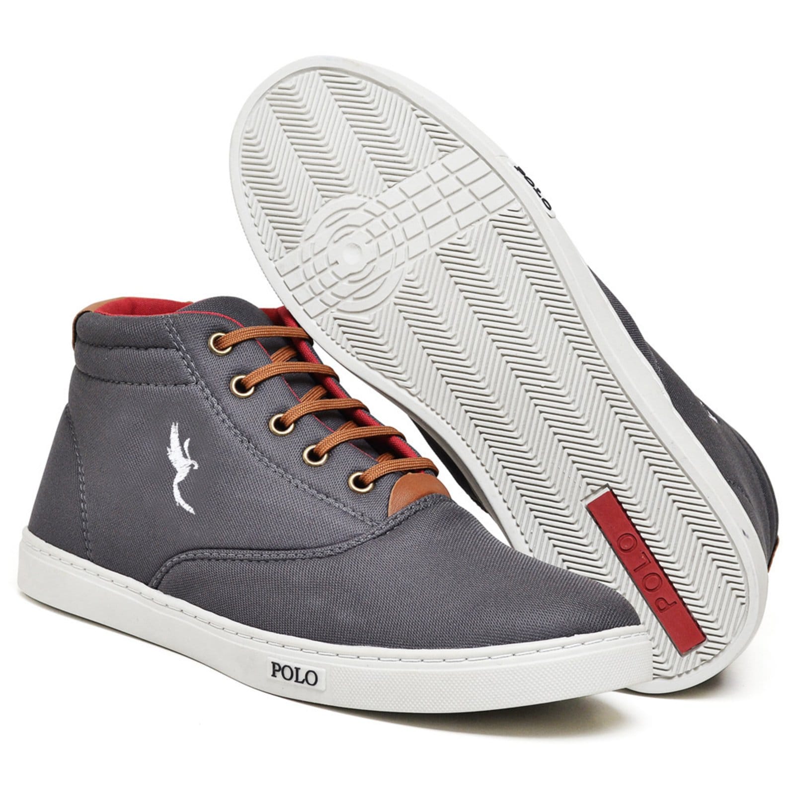 Vista 2 Kit 2 Pares Sapatênis Masculino Casual Polo Cano Alto E Cano Baixo Cinza/Preto Polo Blu blu