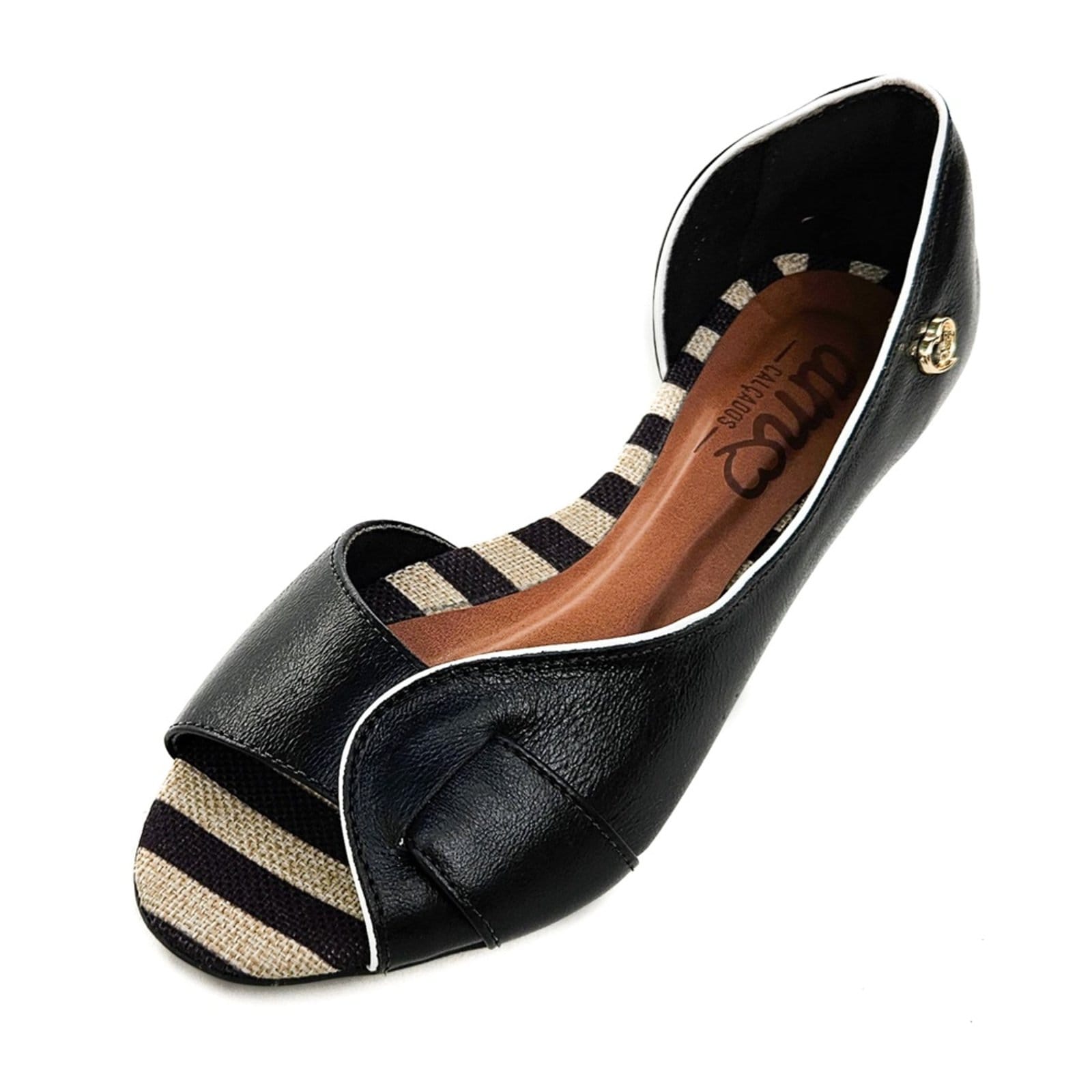 Sandália Rasteira Couro Amo Calçados Lily Preta