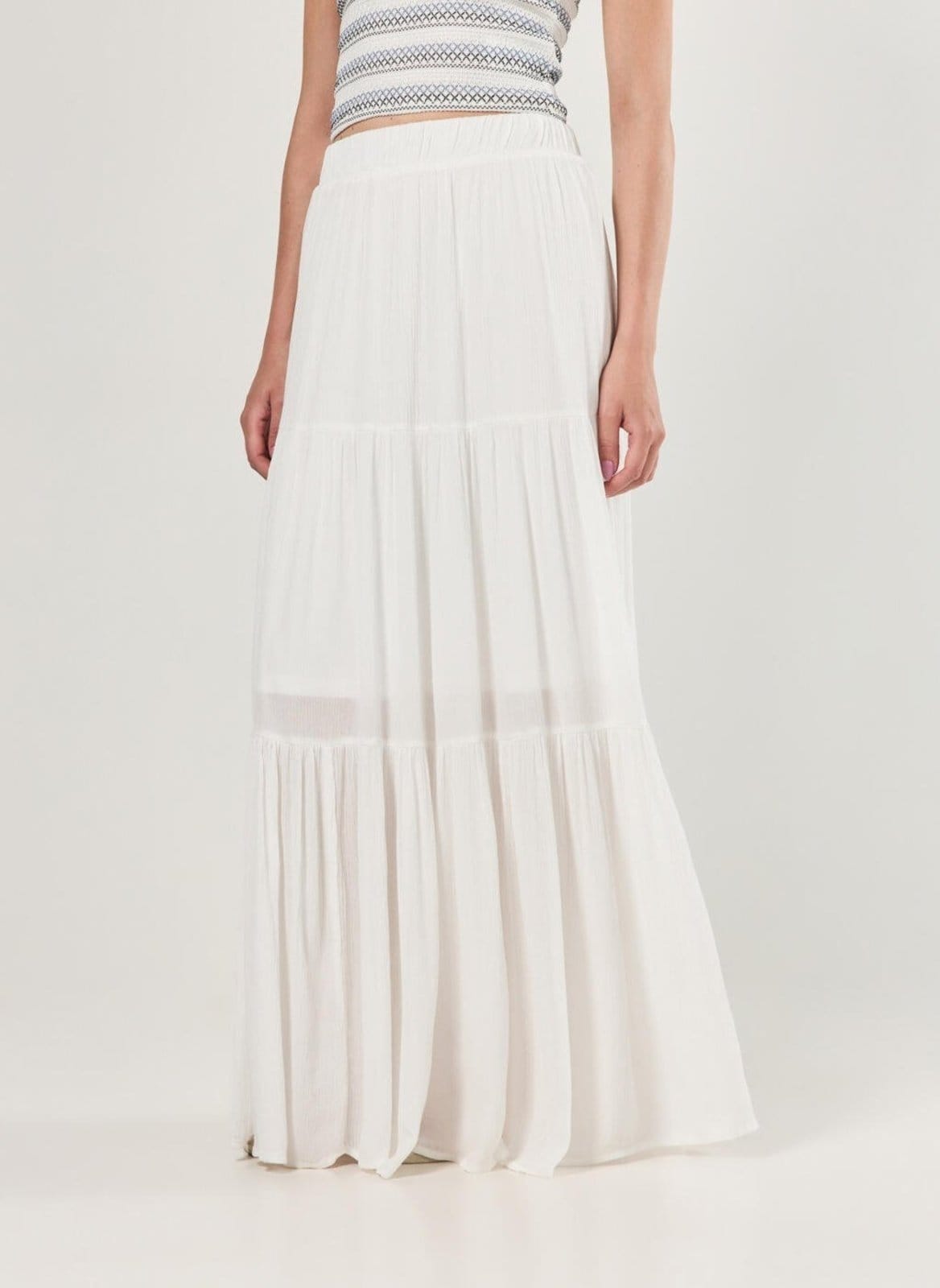 Vista 2 Saia Longa Off-White Babados Youcom off-white white