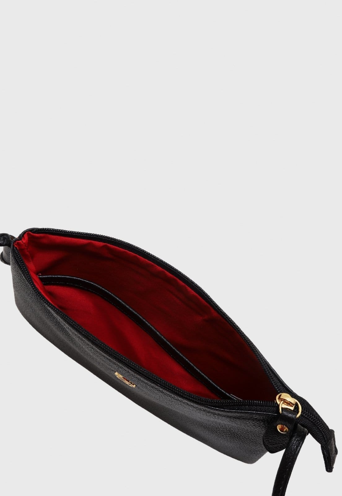 Vista 2 Bolsa Transversal de Couro Mariart Onix Preta Mariart preto