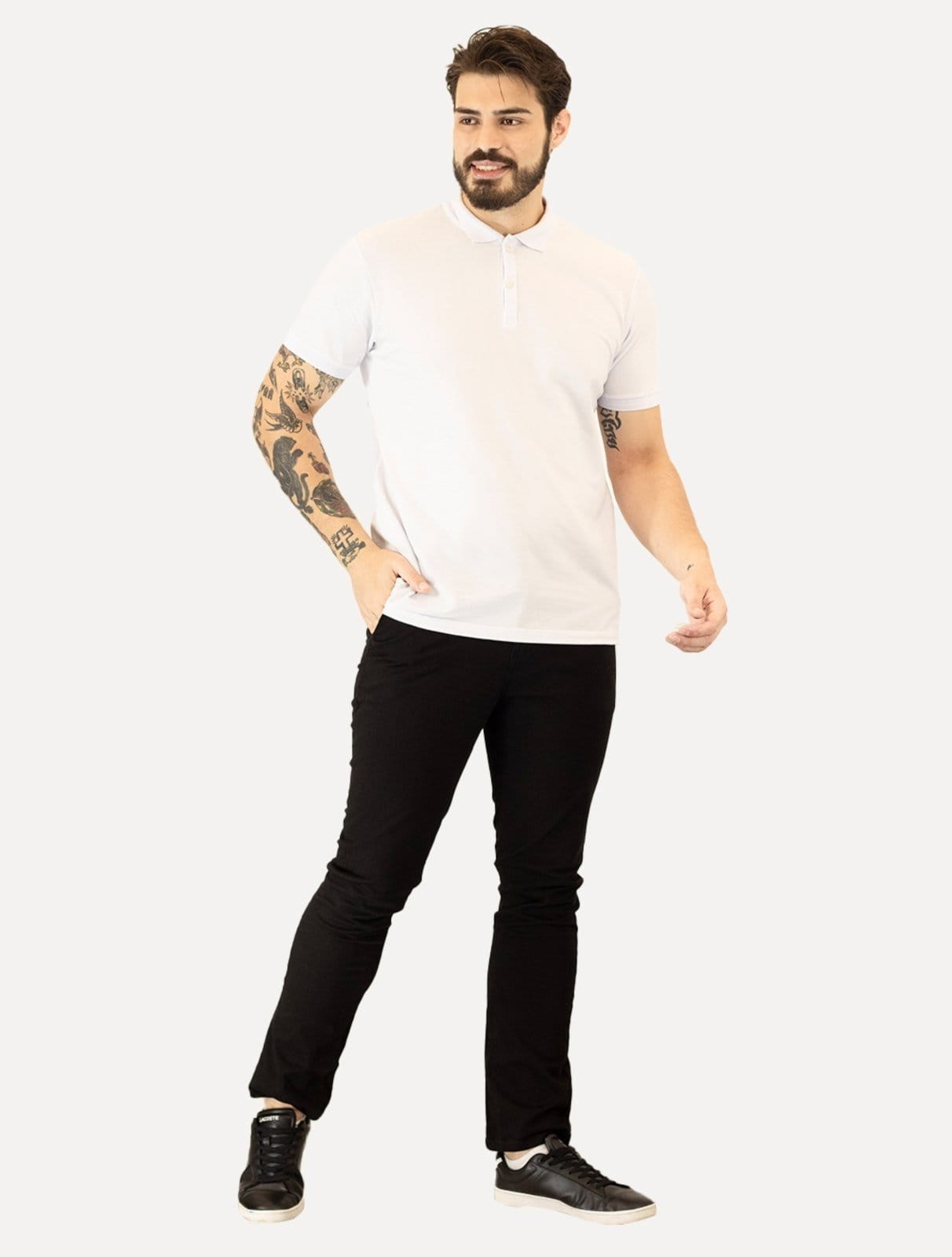 Vista principal Polo Aramis Masculina Piquet Basic Mono Branca Aramis branco