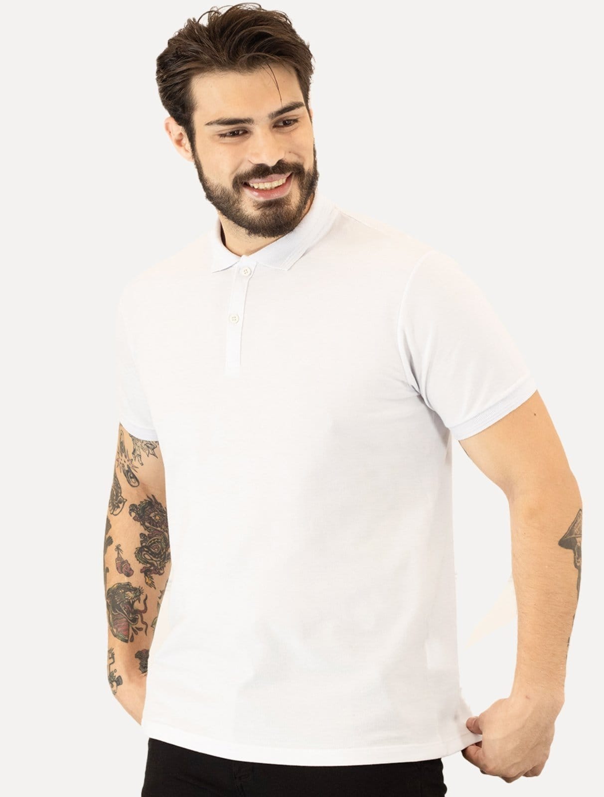 Vista 2 Polo Aramis Masculina Piquet Basic Mono Branca Aramis branco