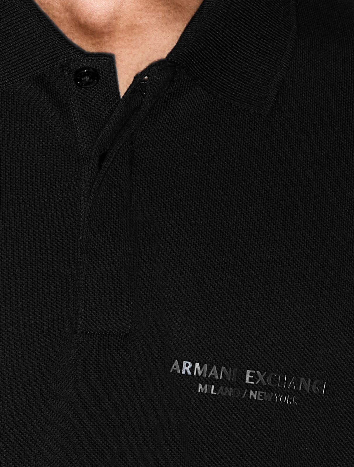 Vista 2 Polo Armani Exchange Regular Fit Light Logo Milano Preta Armani Exchange preto