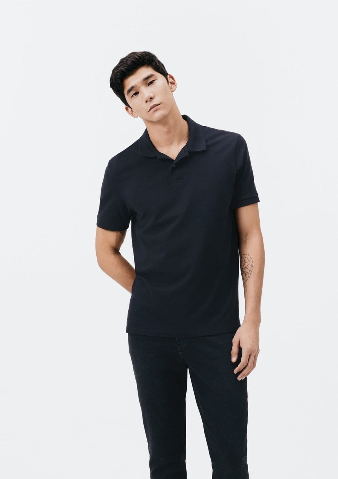 Vista principal Camisa Básica Masculina Polo Piquet Regular Hering preto