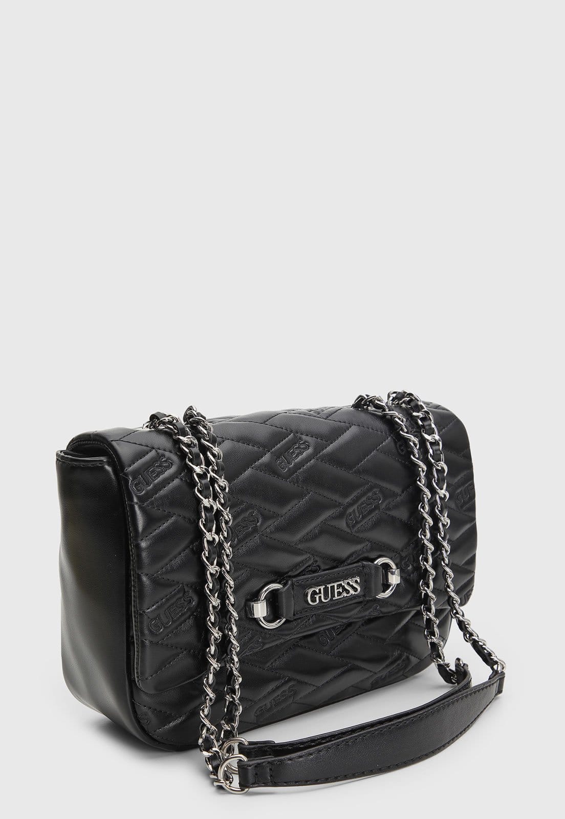 Vista 2 Bolsa Média Feminina Guess Matelassê Preta Guess preto