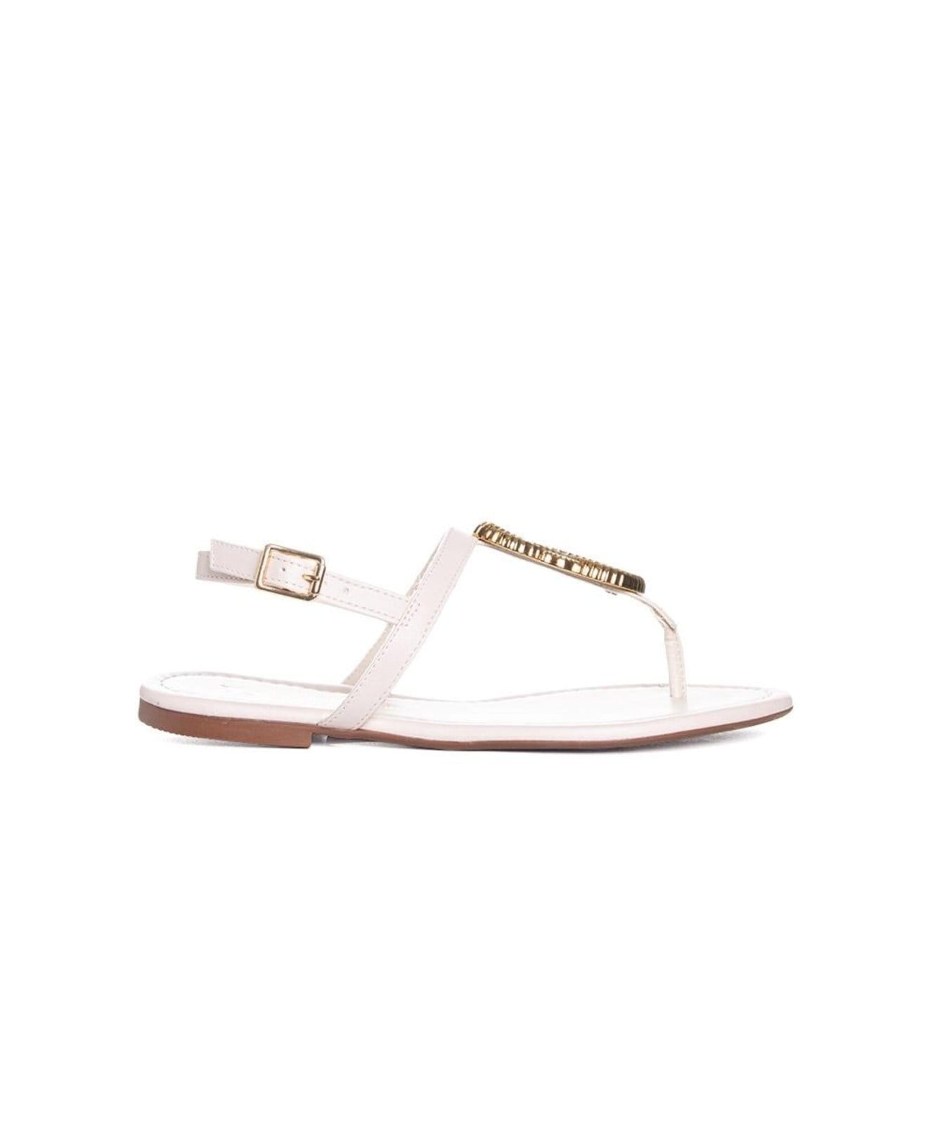 Sandália Rasteira Giulia Domna Couro Off White Incolor