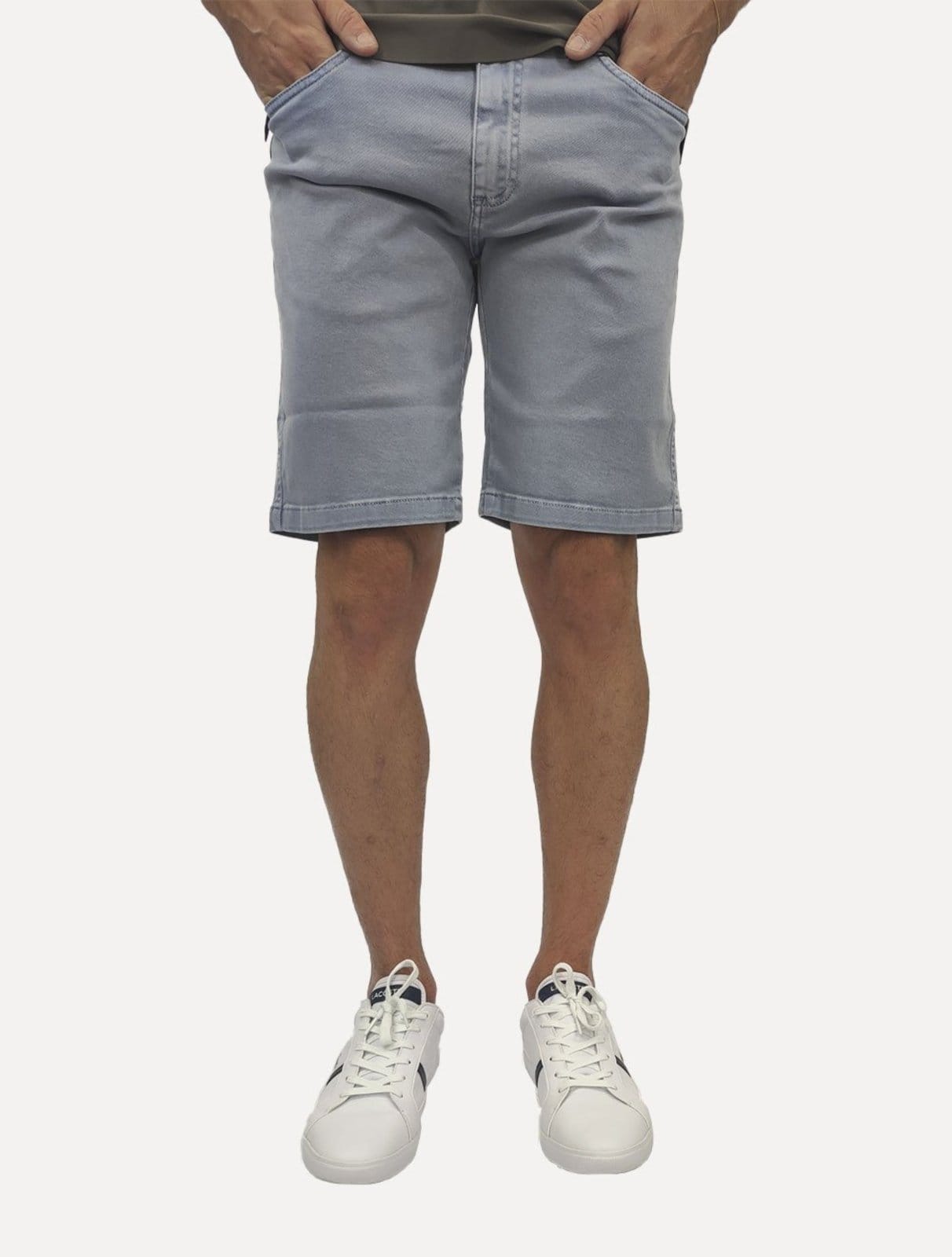 Bermuda Dudalina Masculina Jeans Slim 5 Pockets Tinturada Claro