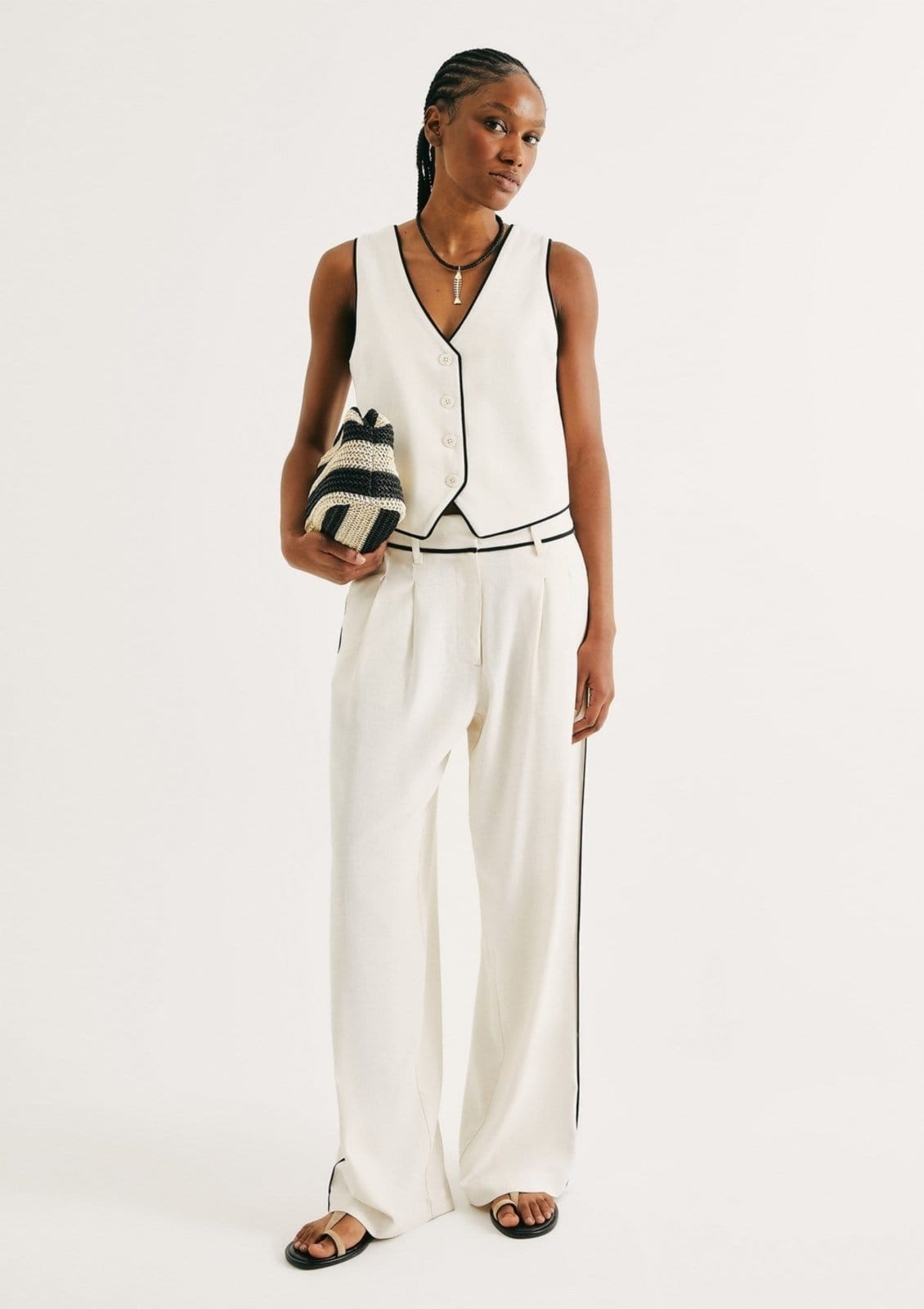 Calça Feminina Reta Com Linho