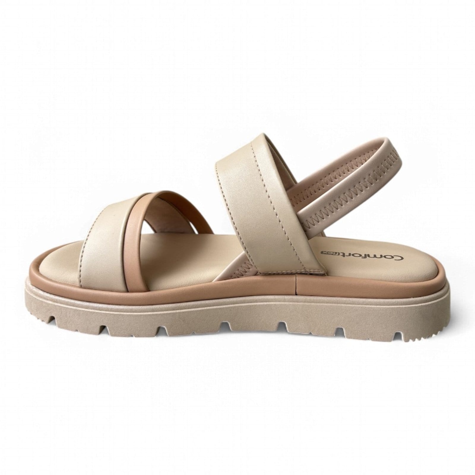 Vista 2 Sandália Anabela Almond Comfortflex 2546304-7 Comfortflex bege