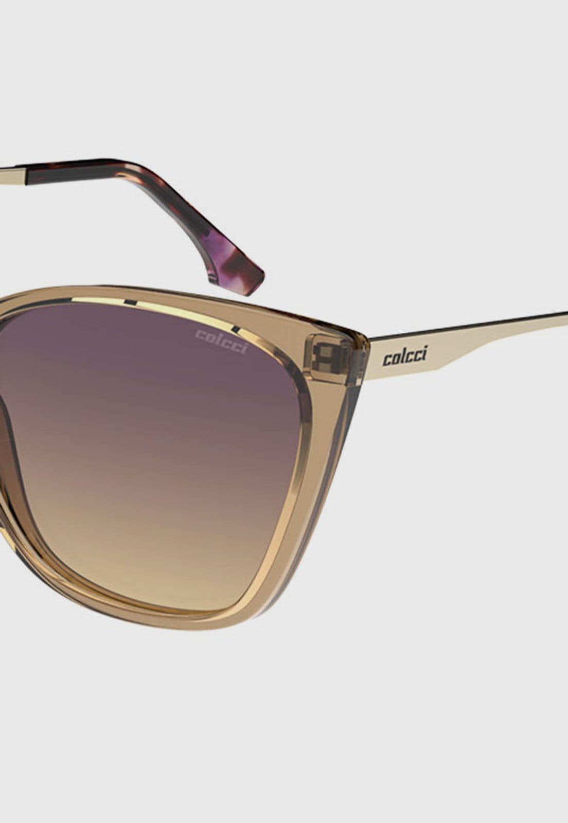 Vista 2 Óculos Feminino Colcci Gatinho Acetato Brilho Colcci marrom