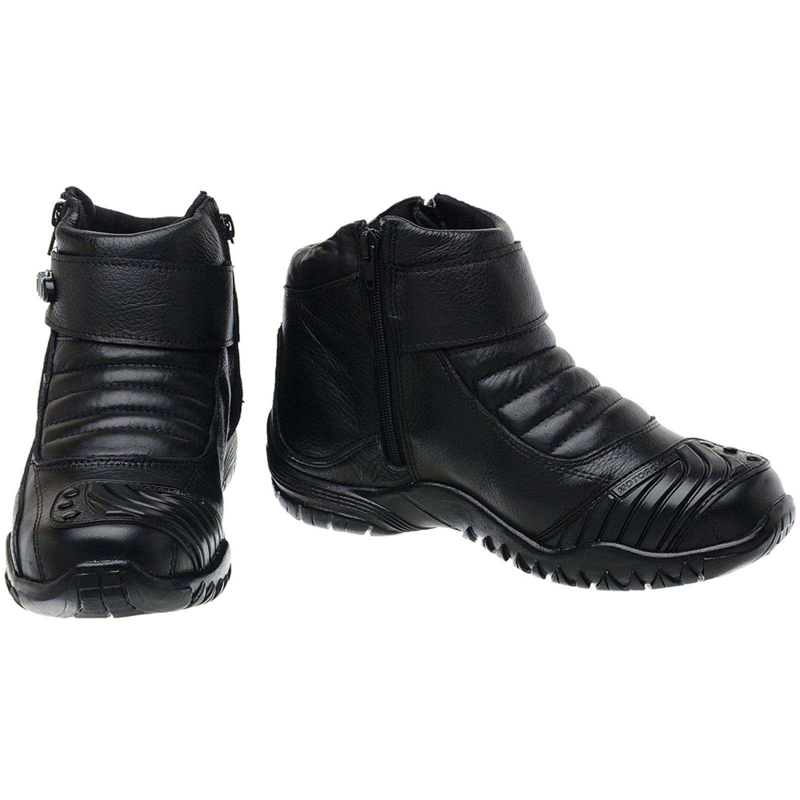 Vista 2 Bota Motociclista Accona em Couro e Cano Curto com 2 Ziper 250P Accona preto