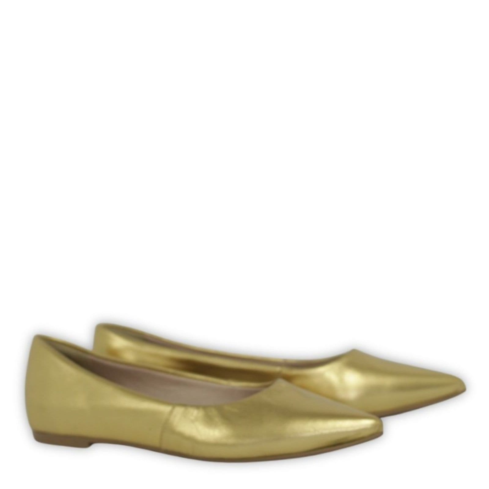 Vista 2 Sapatilha Feminina Bico Fino em Couro Salto Baixo Dourada Spinelli dourado