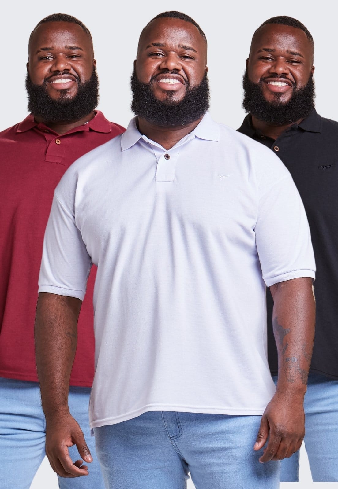 Kit 3 Camisa Polo Masculina Algodão Plus Size Daze Modas e