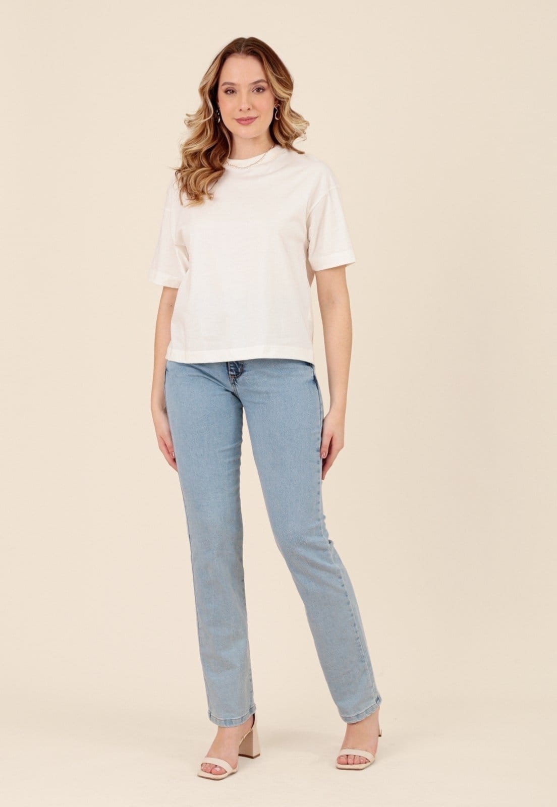 Calça Pop Me Jeans Reta Com Elastano