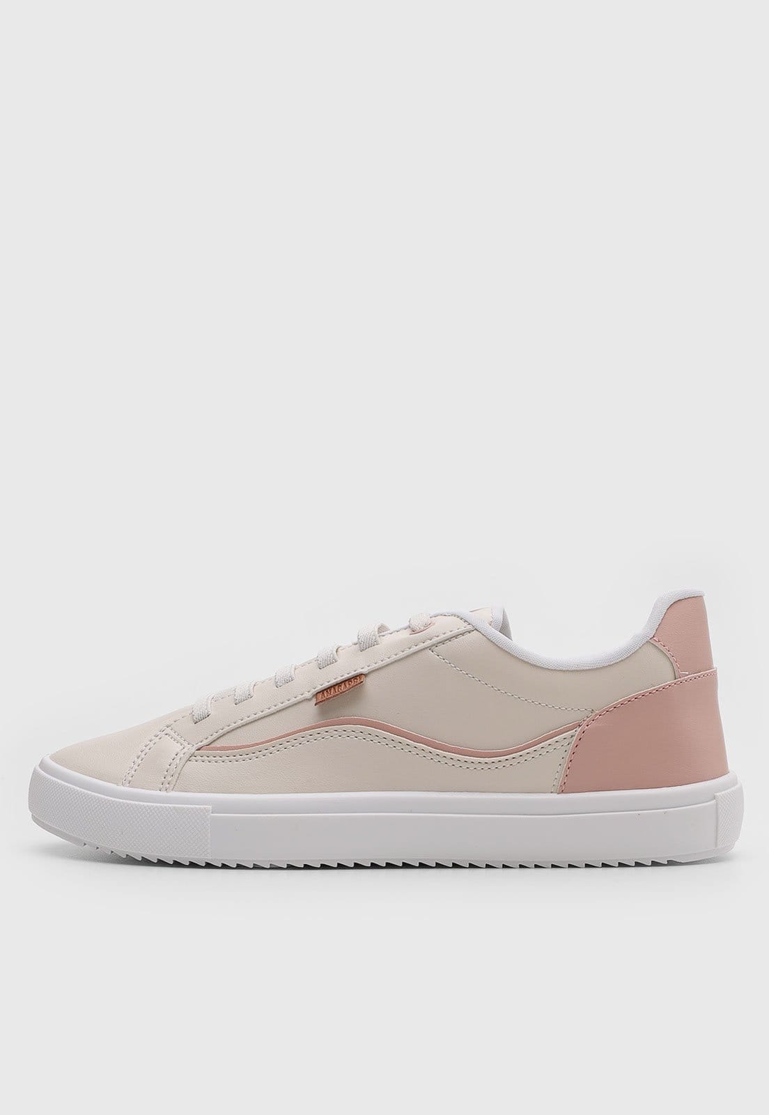 Tênis Feminino Anacapri Cadarço Detalhe Rosa Off-White
