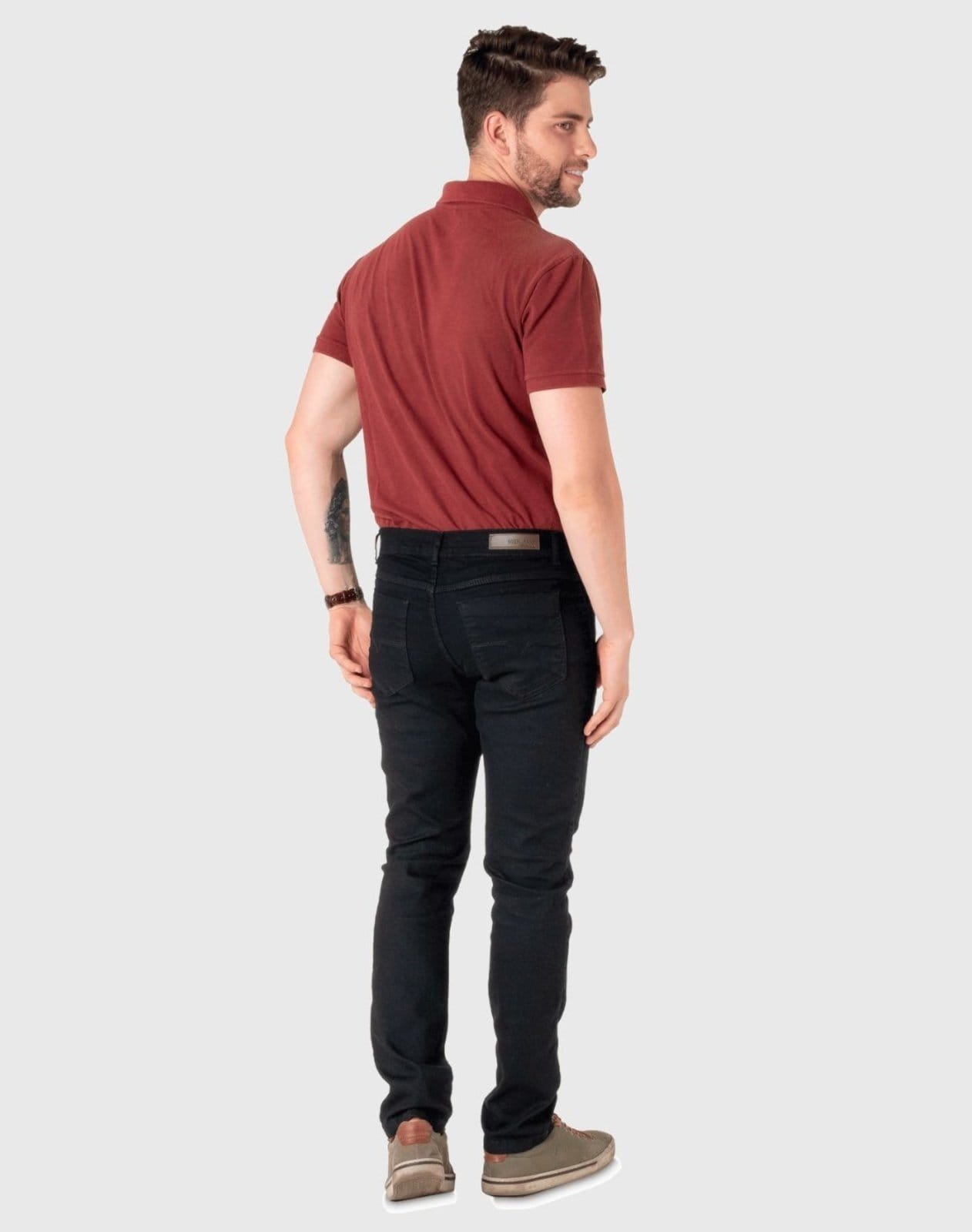 Vista 2 Kit 2 Calças Jeans Elastano Masculina Slim Preta e Azul BOEN JEANS preto azul