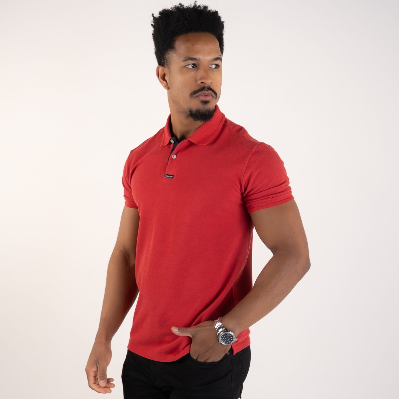 Vista 2 Camisa Polo Calvin Klein Premium Vermelha Calvin Klein vermelho