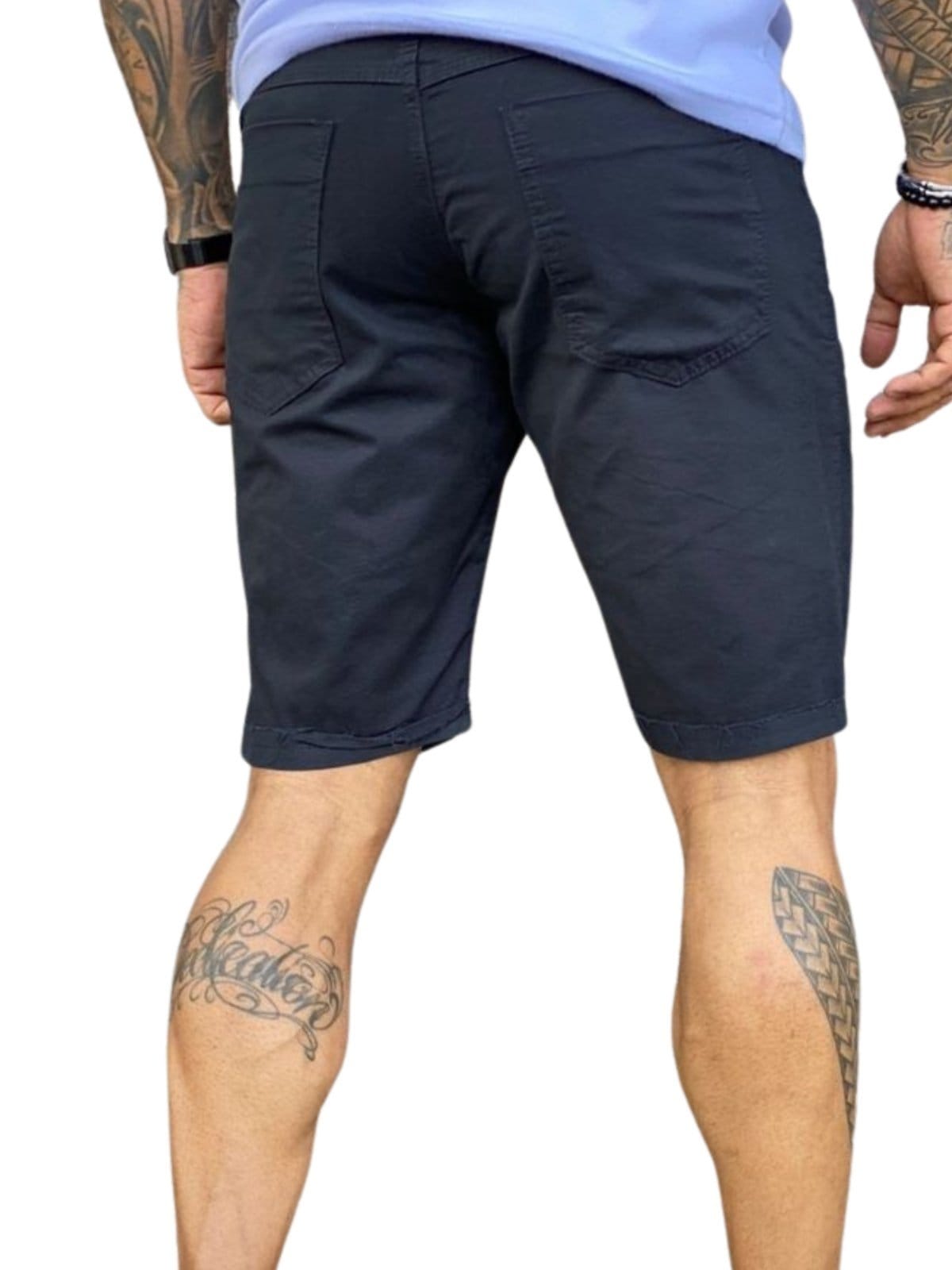 Vista 2 Bermuda Short Masculino Jeans Light Destroyed JEANS LIGHT preto