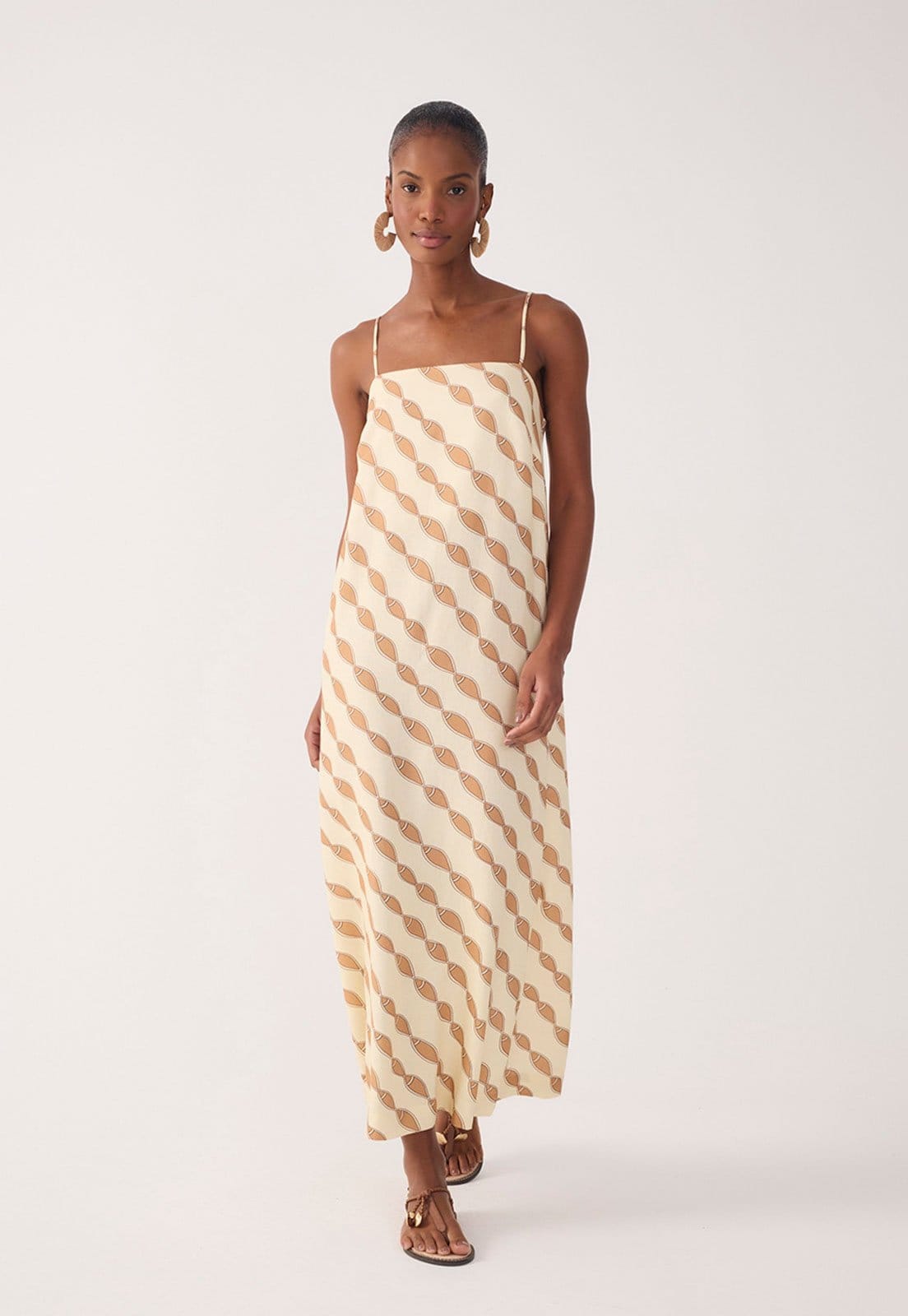 Vestido Feminino Dress To Cropped Linho Estampa Cardume