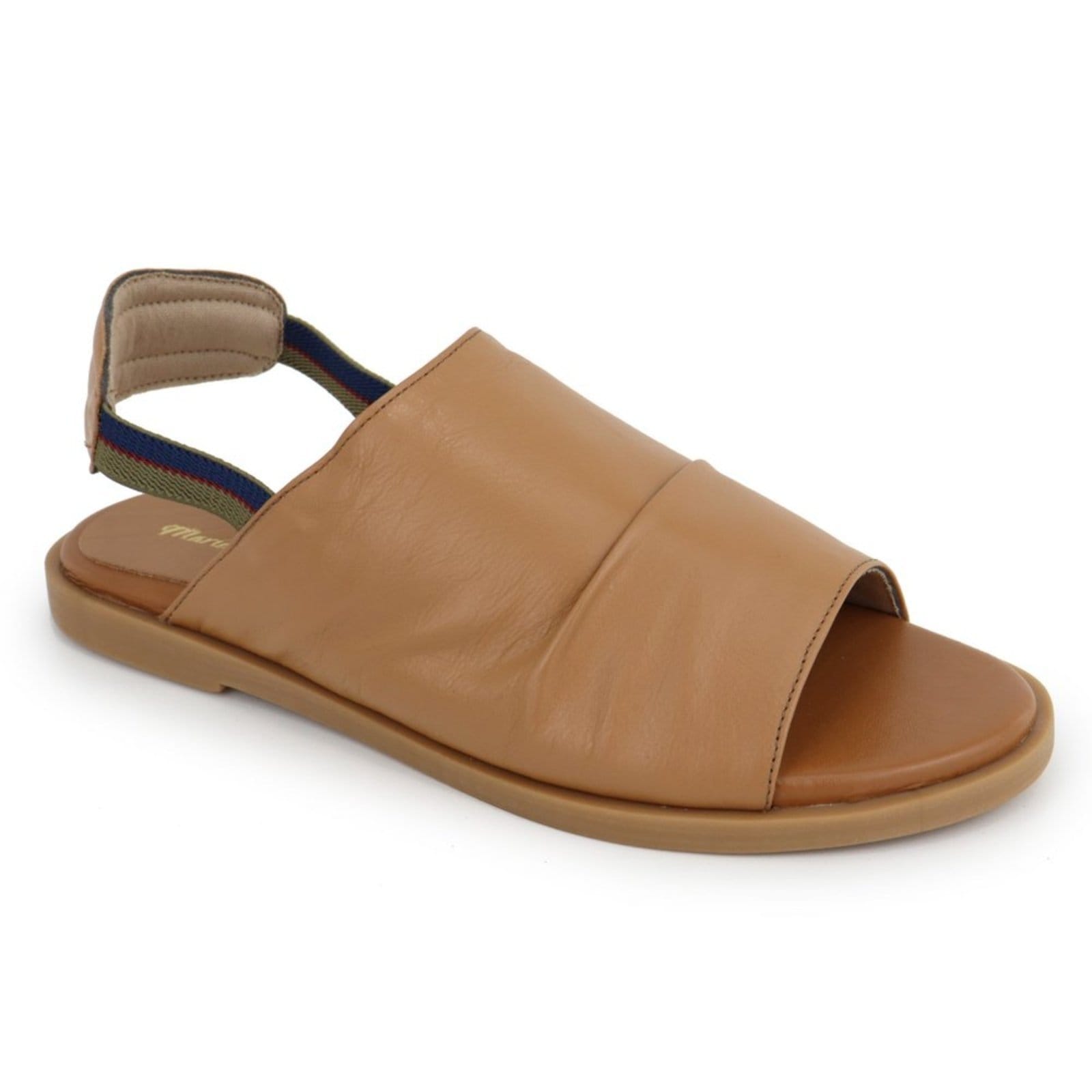 Vista 2 Sandália Rasteira em Couro Palmilha Extra Conforto Calce Fácil Maria Paula Coconut MARIA PAULA caramelo