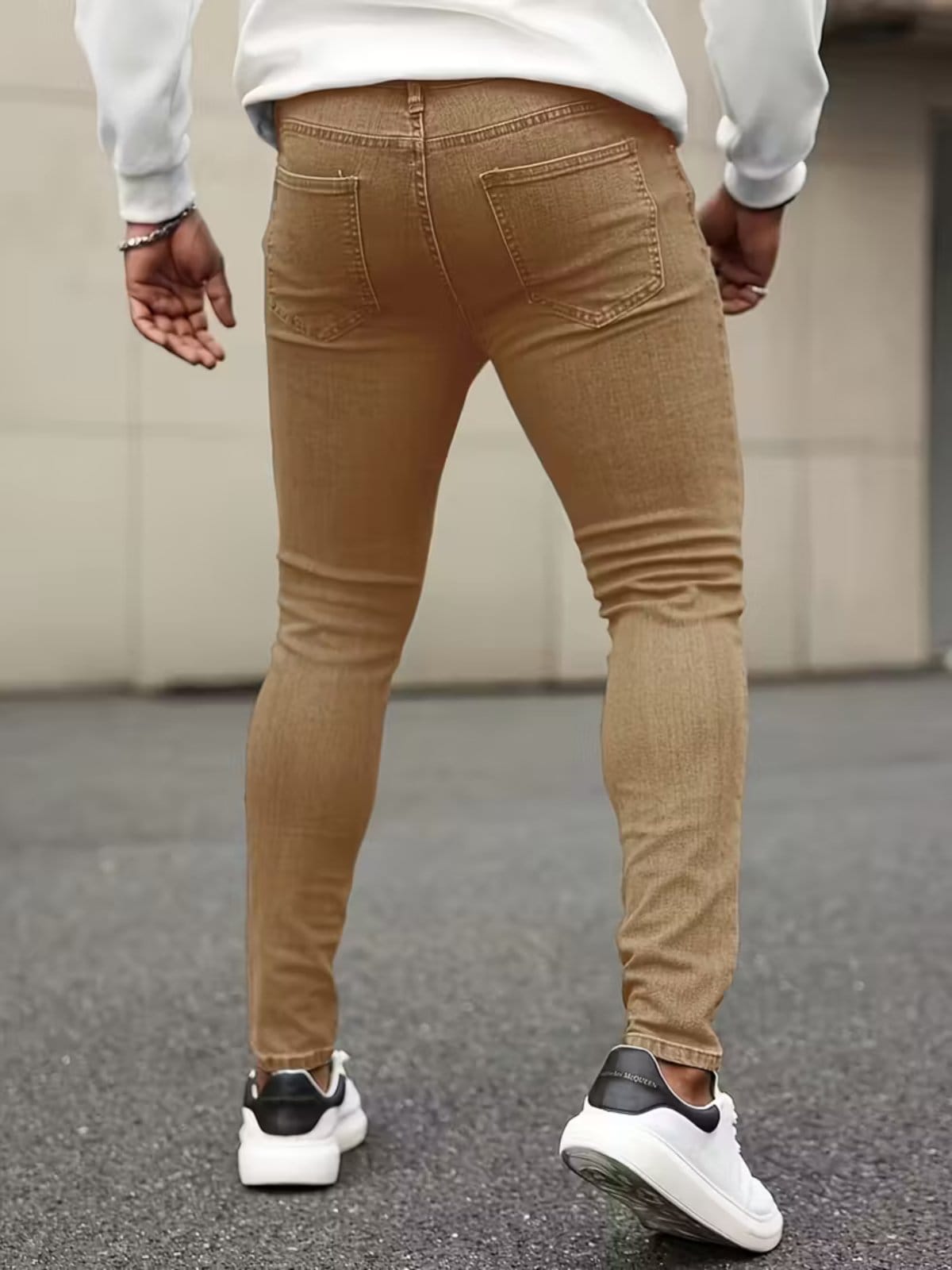 Vista 2 Calça Sarja Masculina Alpha Street Wear Casual e Basica Confortavel Dia a Dia Caqui Alpha Street Wear cáqui caqui