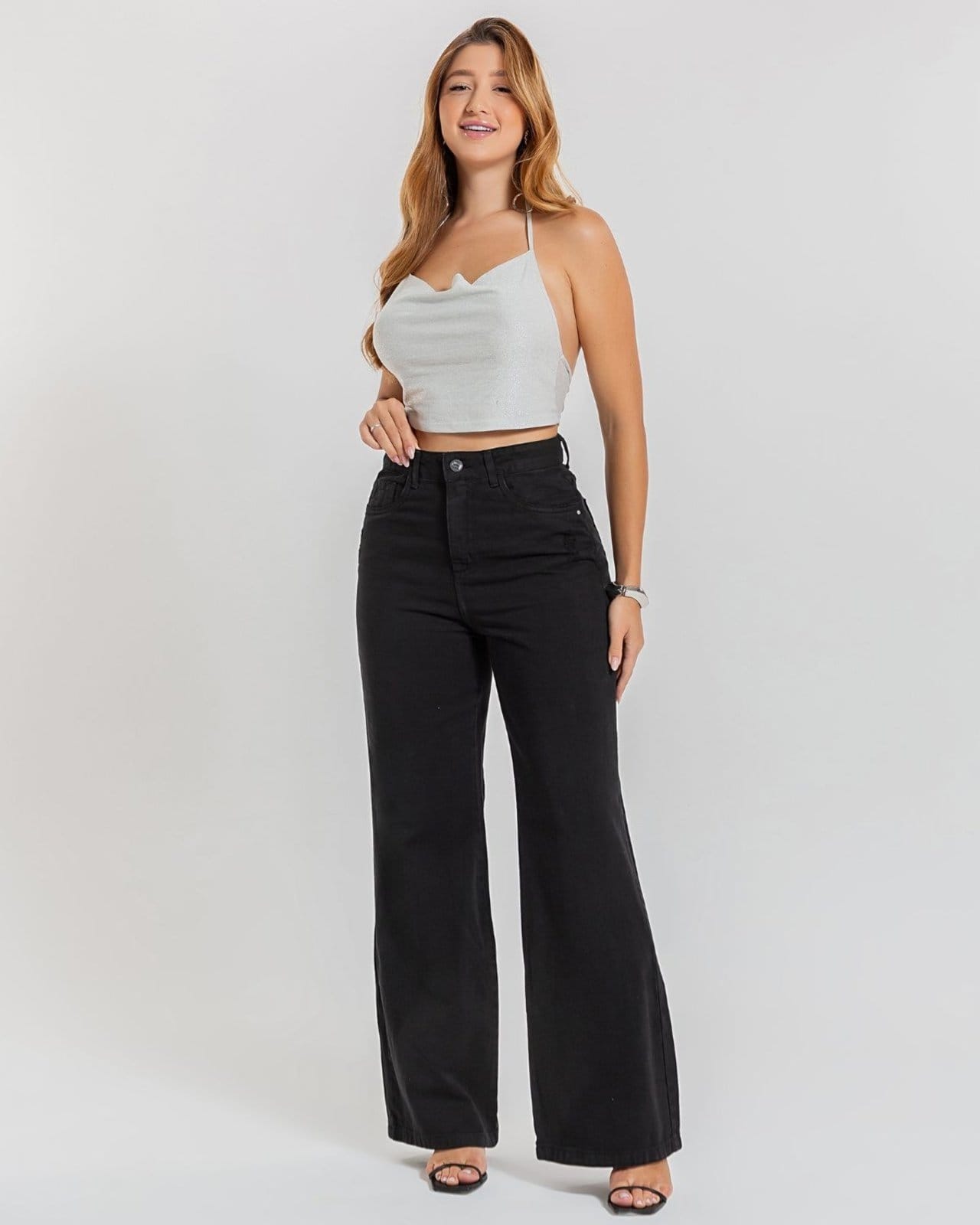 Calça Feminina - Wide Leg - Black Jeans - Preto