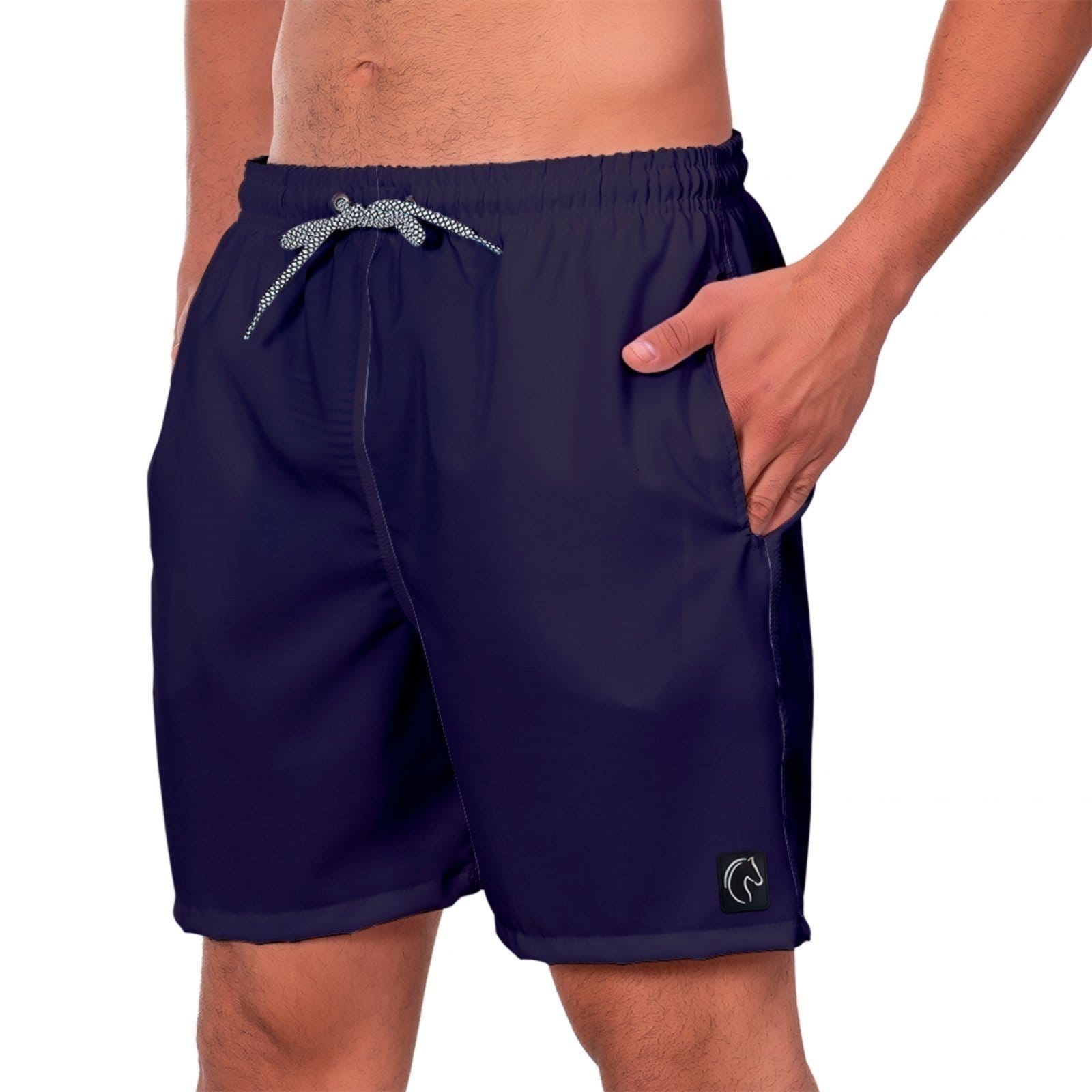 Vista principal Short Masculino W2 Liso Básico Leve Bermuda Masculina com Elástico e Cordão Ajustável na Cintura Bolsos Laterais Secagem Rápida Marinho W2 STORE azul/azul marinho azul
