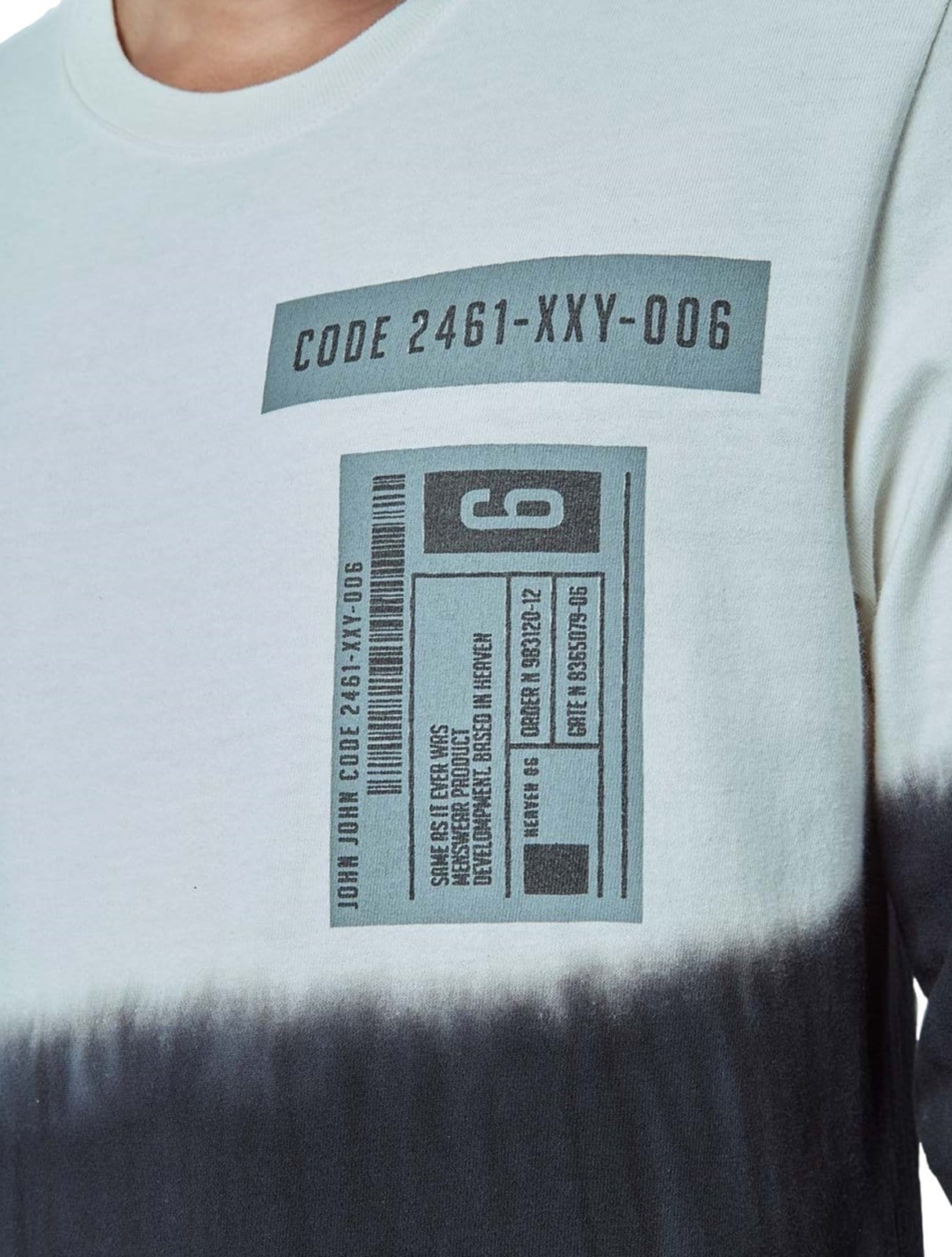 Vista 2 Blusa John John Masculina Manga Longa Tag Code Preta John John off-white/preto white