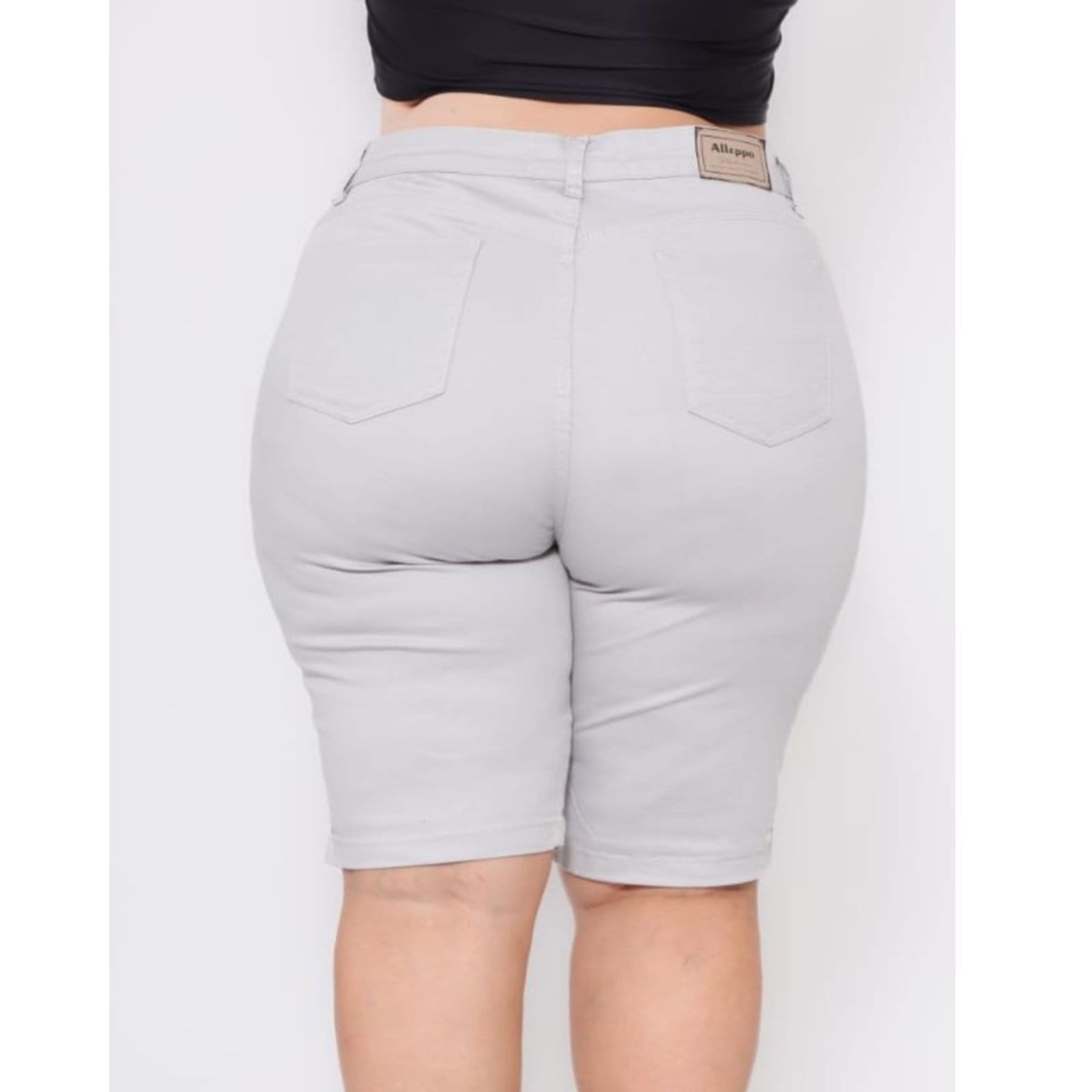Vista 2 Bermuda Feminina Jeans Loka Plus Size Joana Jeans Loka cinza