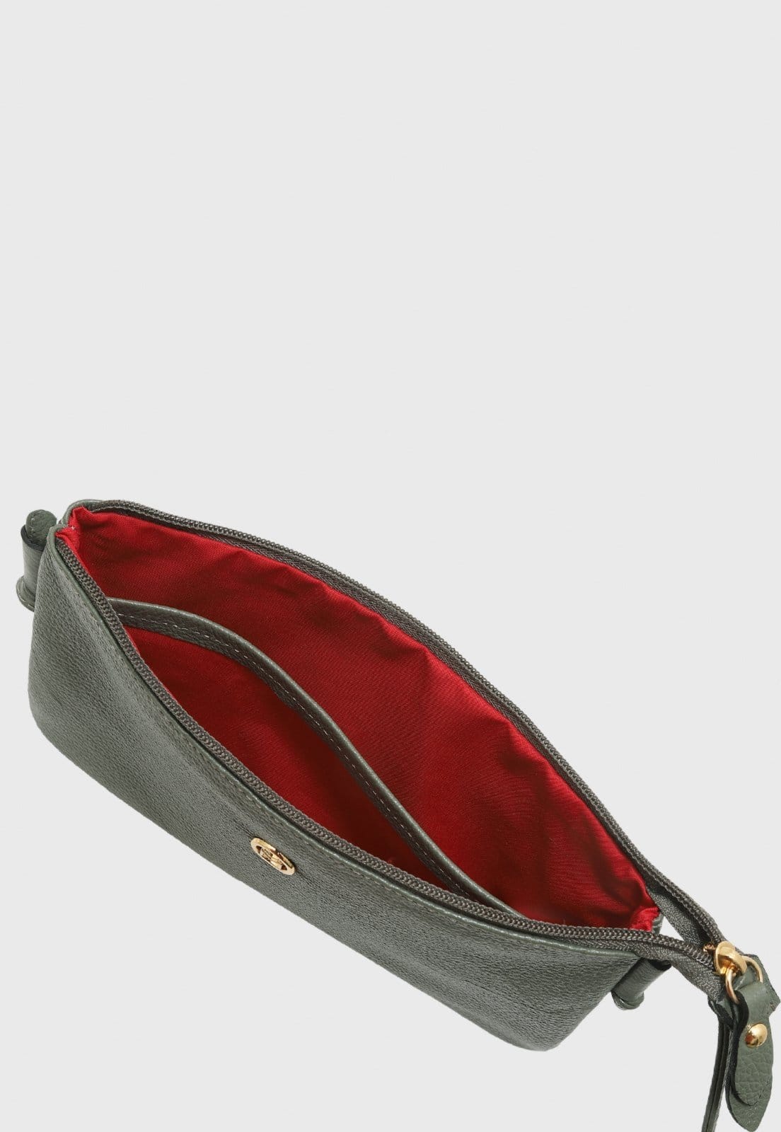 Vista 2 Bolsa Transversal de Couro Mariart Onix Army Mariart verde militar