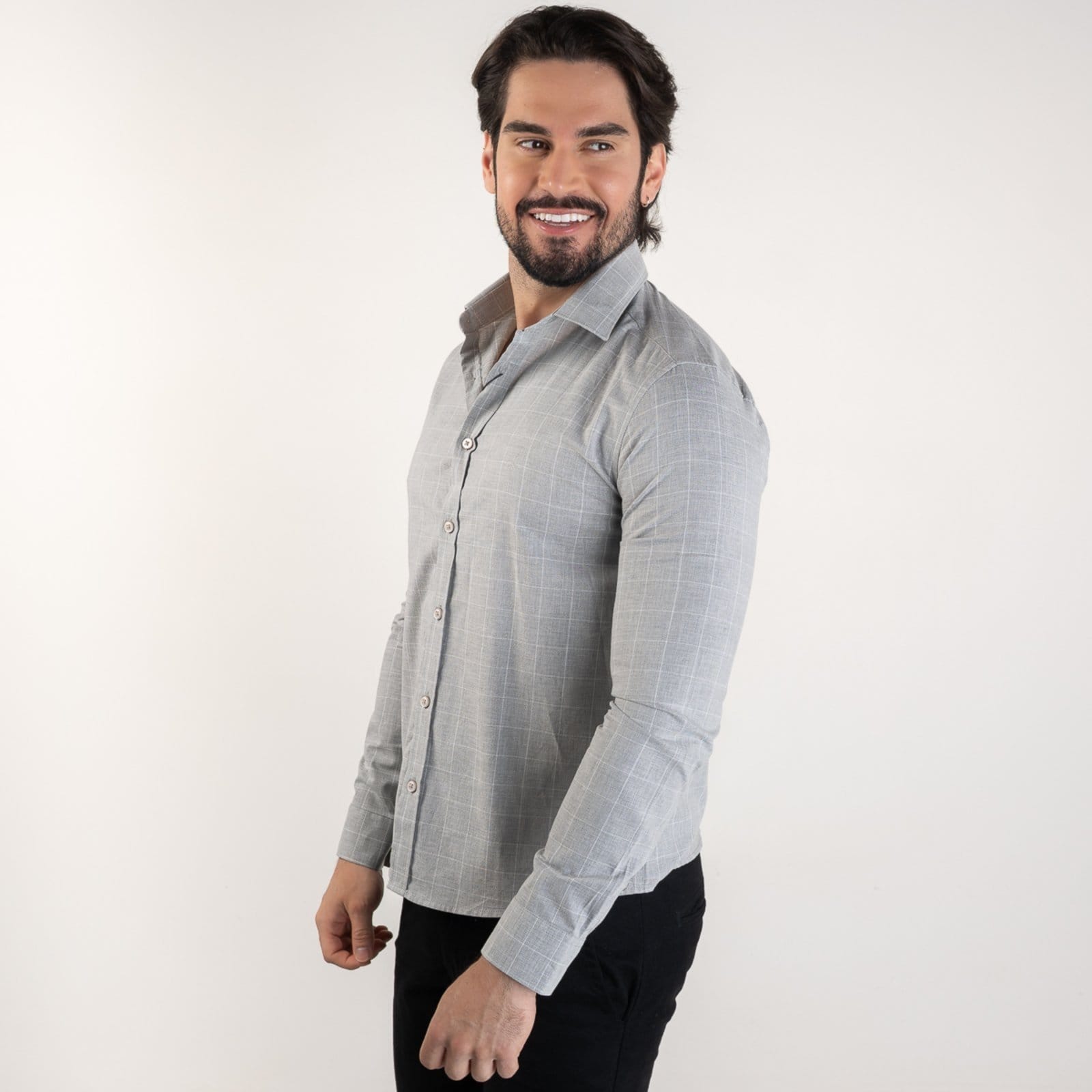 Vista 2 Camisa Calvin Klein Slim Fit Calvin Klein cinza