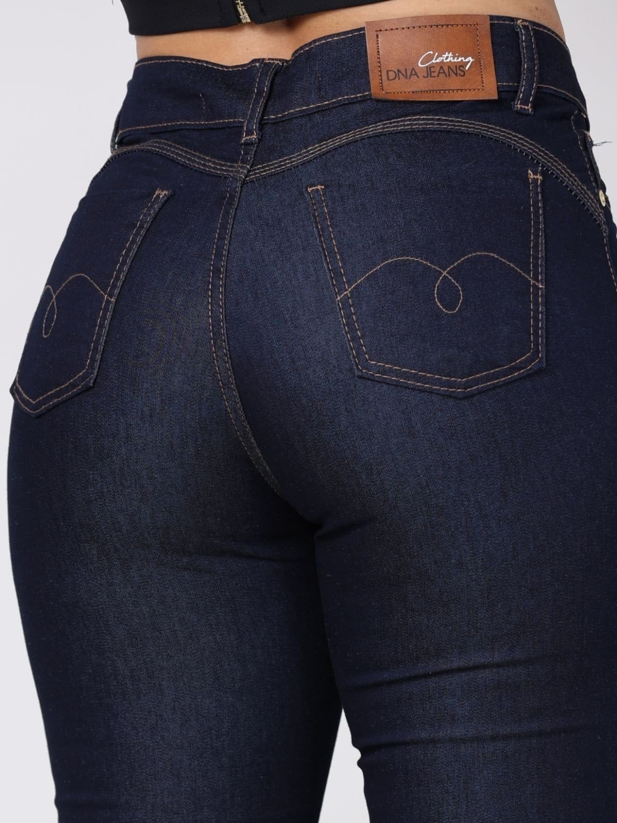 Vista 2 Calça Donna De Paula Skinny Jeans Escuro Feminina Cintura Alta Com Elastano Donna de Paula azul