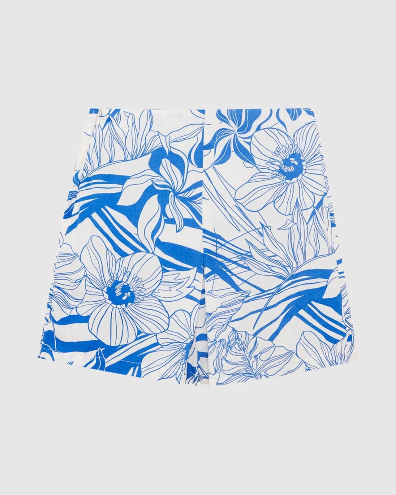 Shorts Feminino Floral Com Pregas Em Viscose