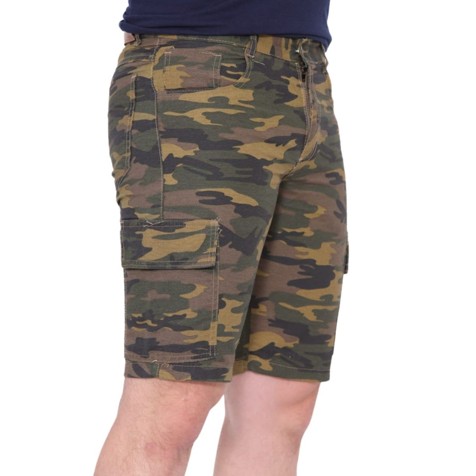 Vista 2 Bermuda Cargo Tática Militar Masculina Alleppo Jeans camuflado