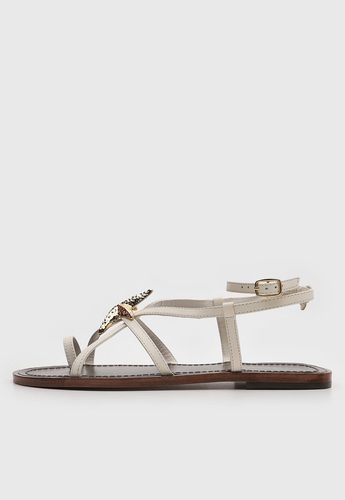 Vista 2 Rasteira Feminina Arezzo Tiras Fechada Off-White Arezzo off-white white