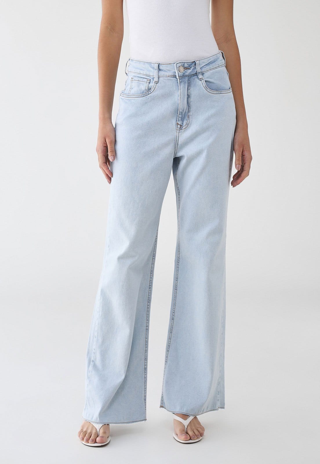 Calça Jeans Lez a Lez Reta Cintura Alta Claro