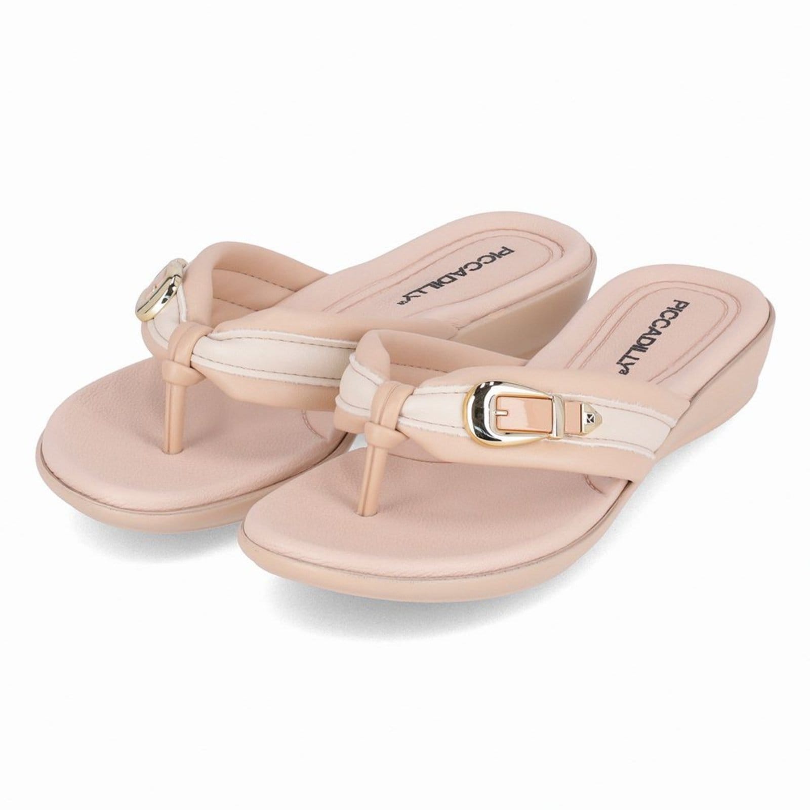 Vista 2 Chinelo Camila Anabela Baixo Brule com Off White Piccadilly bege white