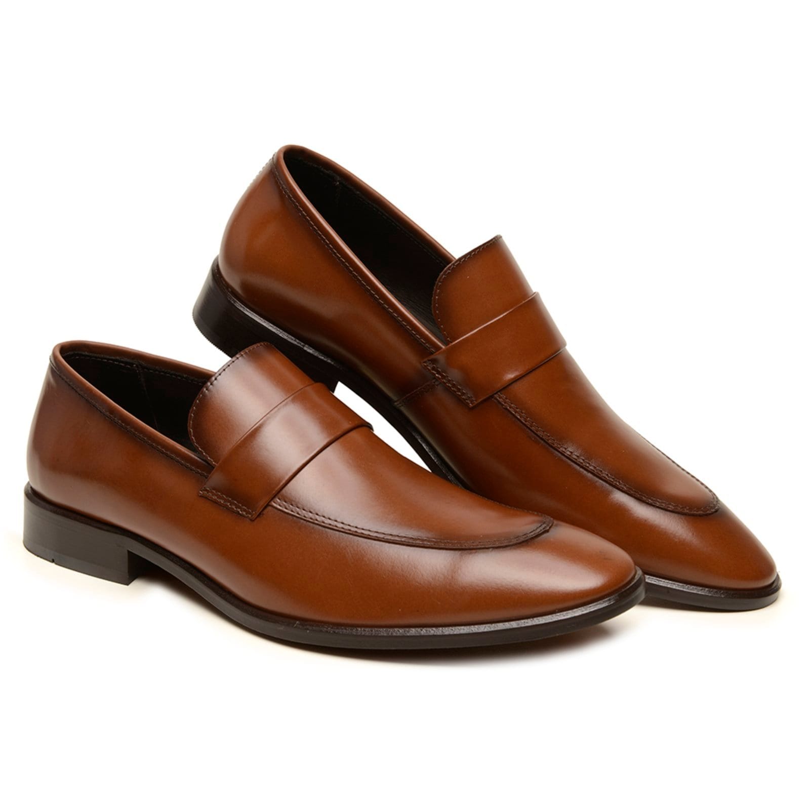 Vista 2 Sapato Masculino Couro A. Andrade Social Casual Mocassim Sola De Couro Conforto Anna Andrade marrom