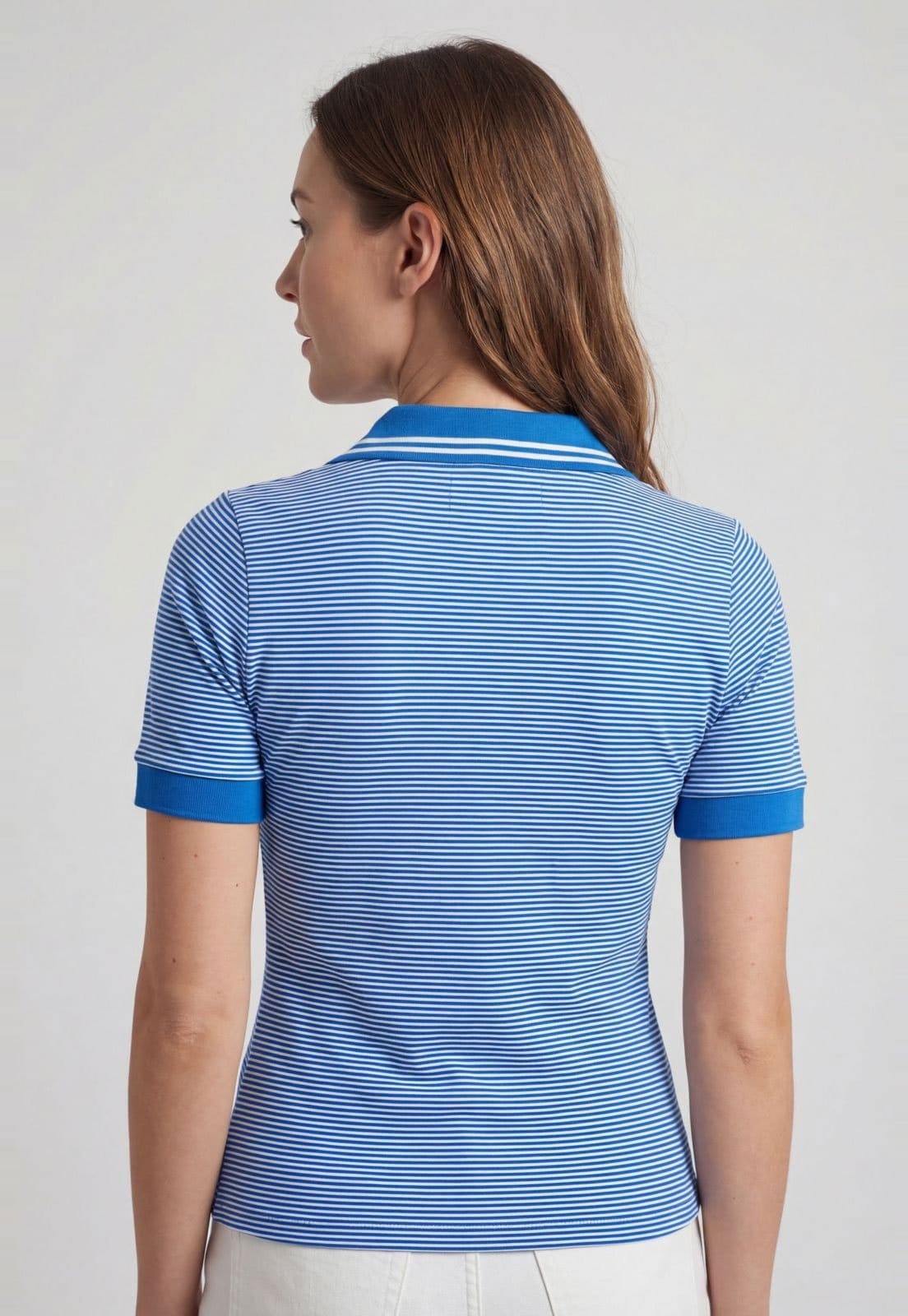 Vista 2 Polo Feminina Colcci Listrada Colcci azul