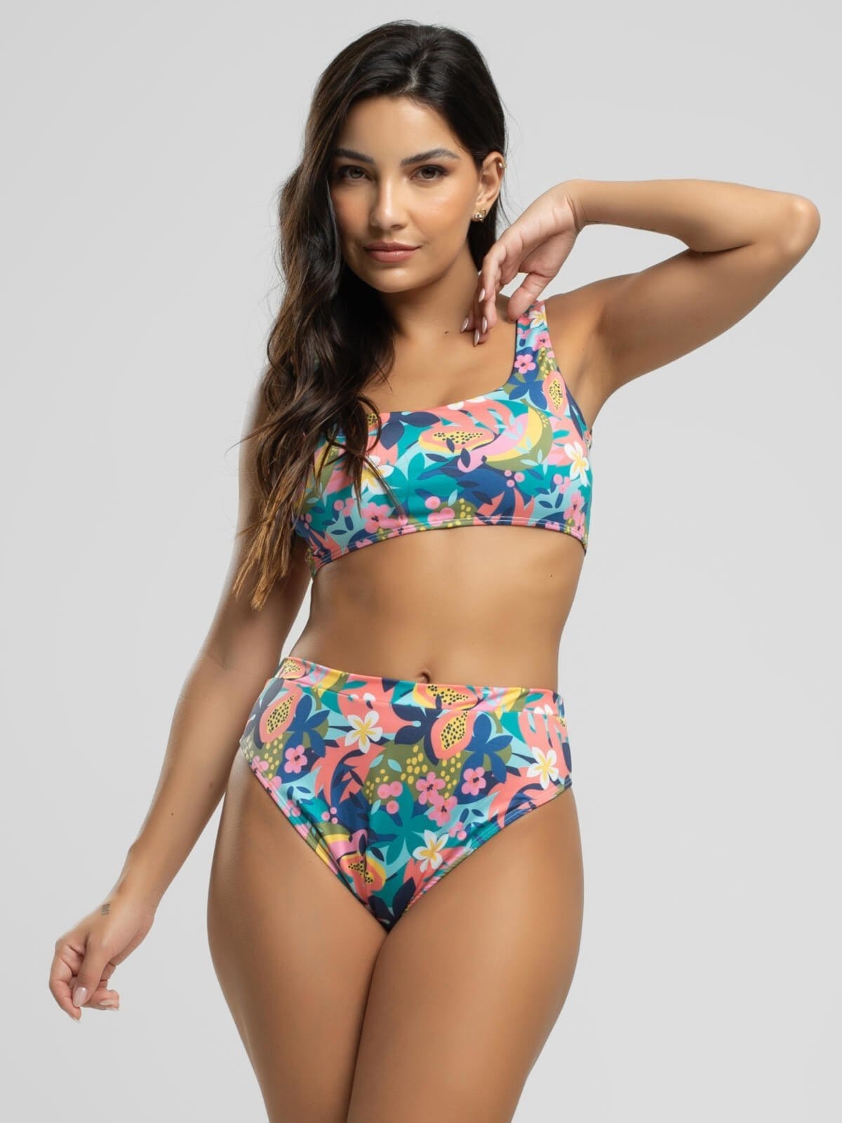 Biquini Regata Calcinha Hot Pants Proteção Uv 50+ Vicbela Flor