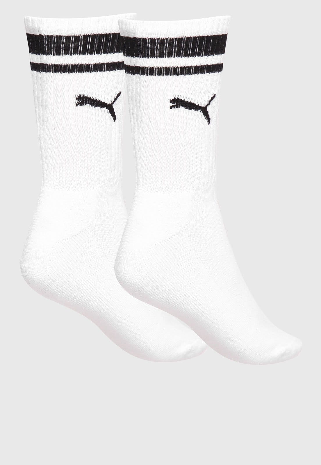 Meia Puma Cano Médio Listras Branca - 2