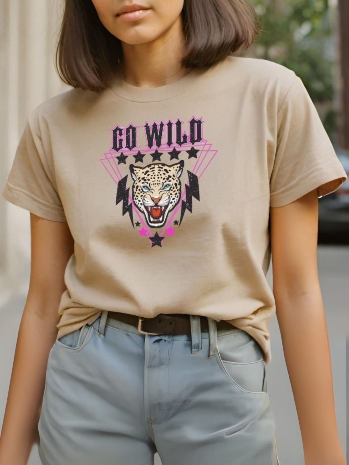 Camisa T-shirt Plus Size GuGi Feminina Camiseta Onça Tigre Blusinha Leopard Caqui - 2