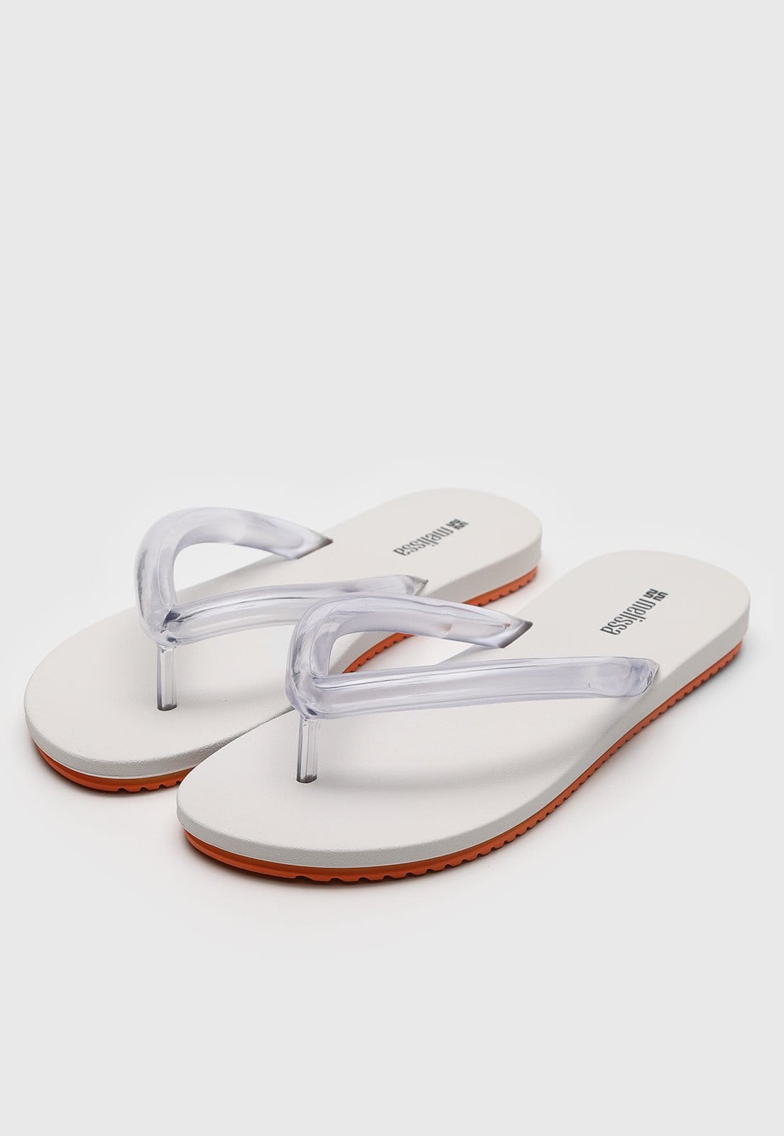 Vista 2 Chinelo Feminino Melissa Tiras Transparentes Melissa branco