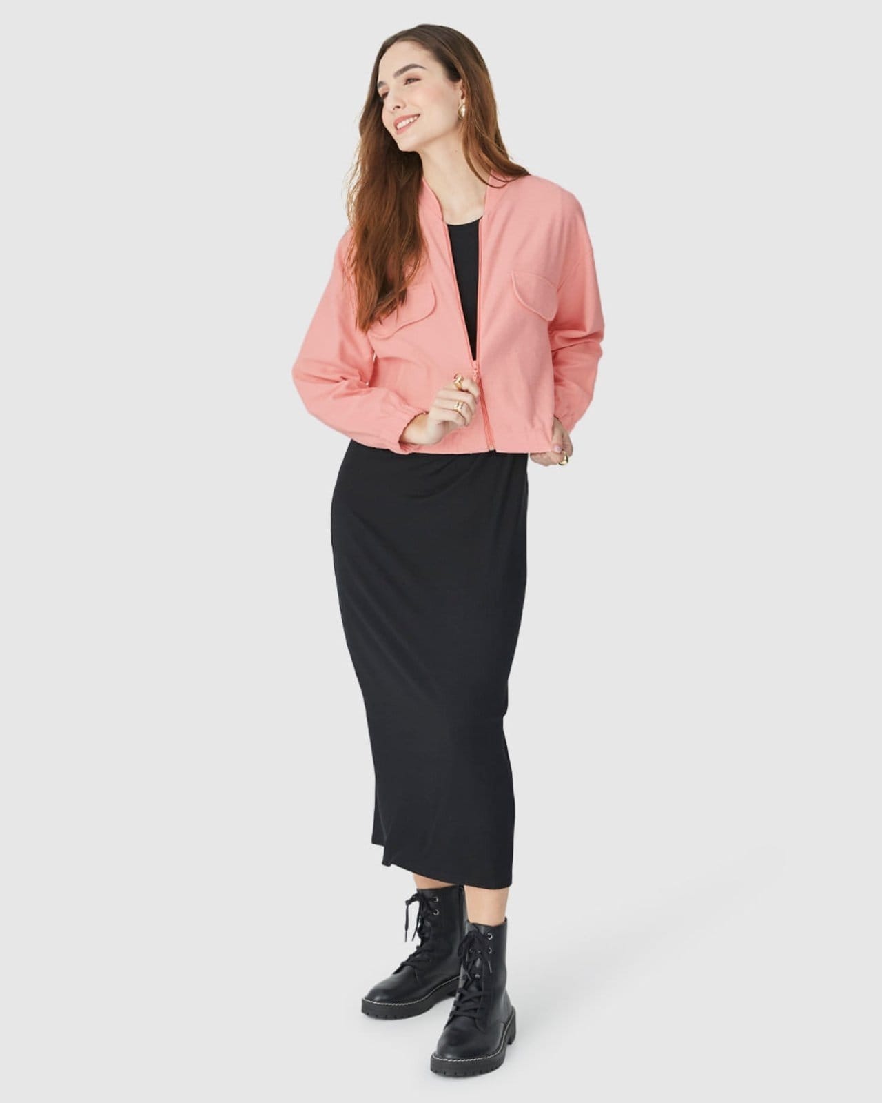 Vista 2 Jaqueta Bomber Feminina Com Lapela Em Moletom Sarjado Malwee pink