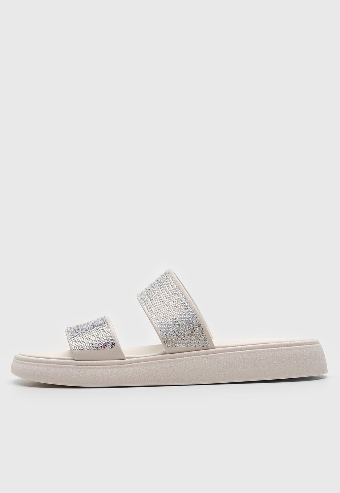 Sandália Flat Moleca Lantejoula Off-White