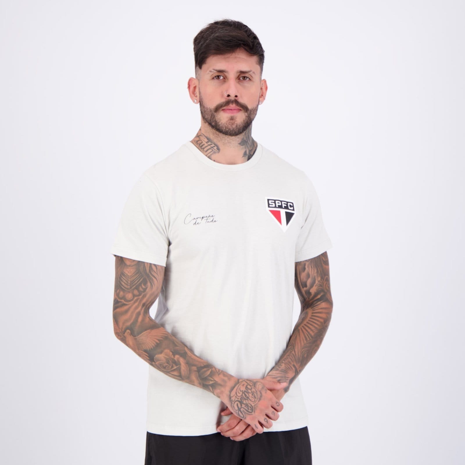 Vista 2 Camisa São Paulo Arremessar Off White braziline bege white